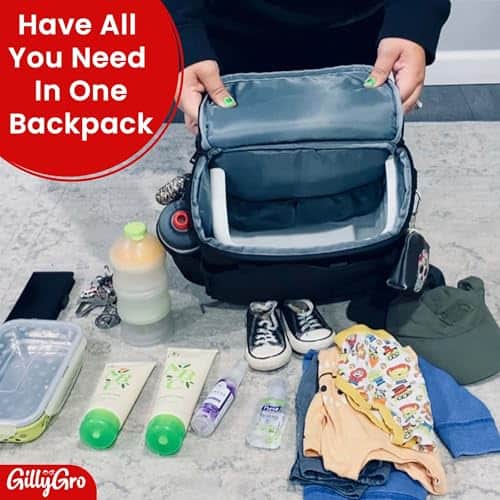 Mochila pañalera convertible 5 en 1 GillyGro - -Negro - Imagen 6