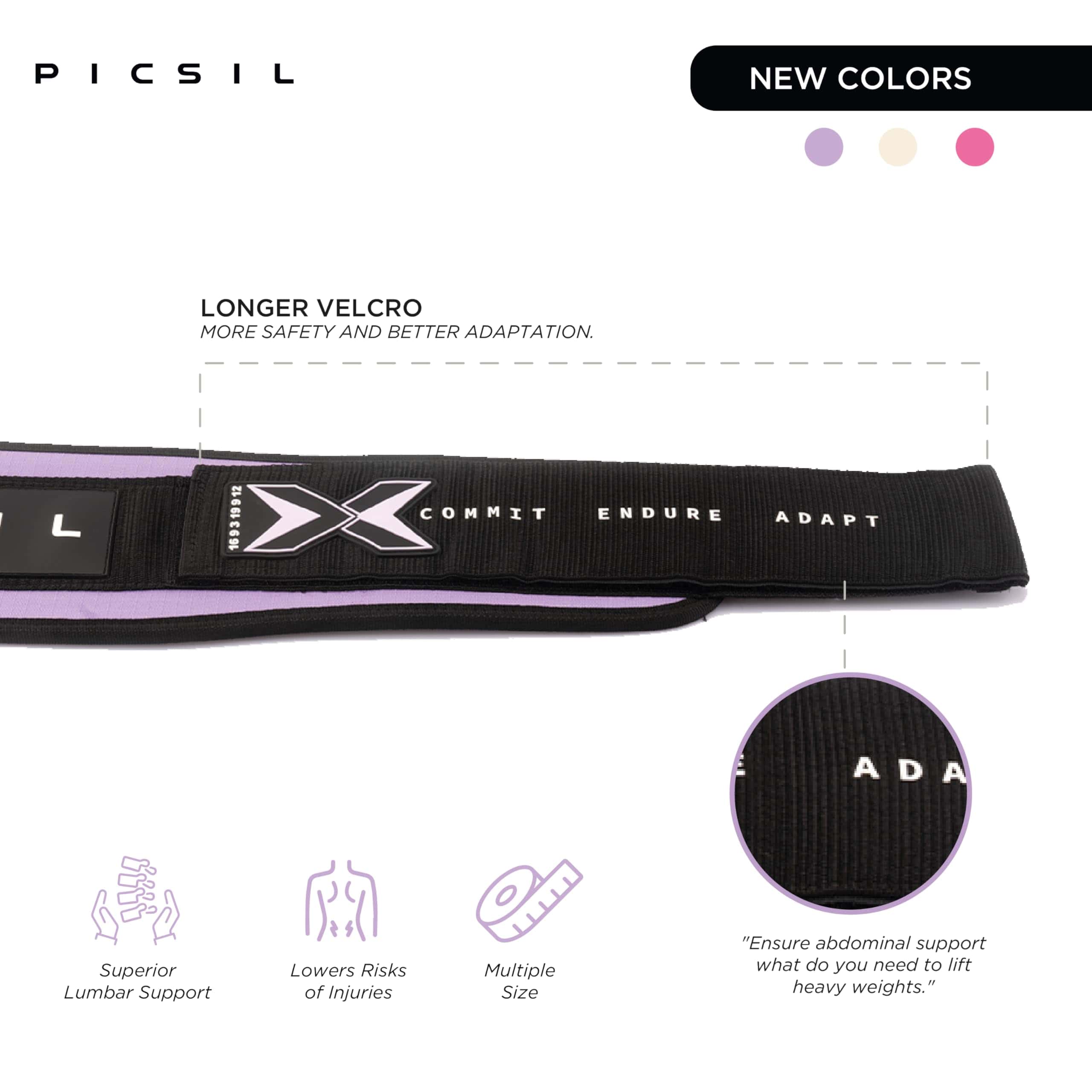 Cinturón de levantamiento de pesas PICSIL, -Amatista - Imagen 3