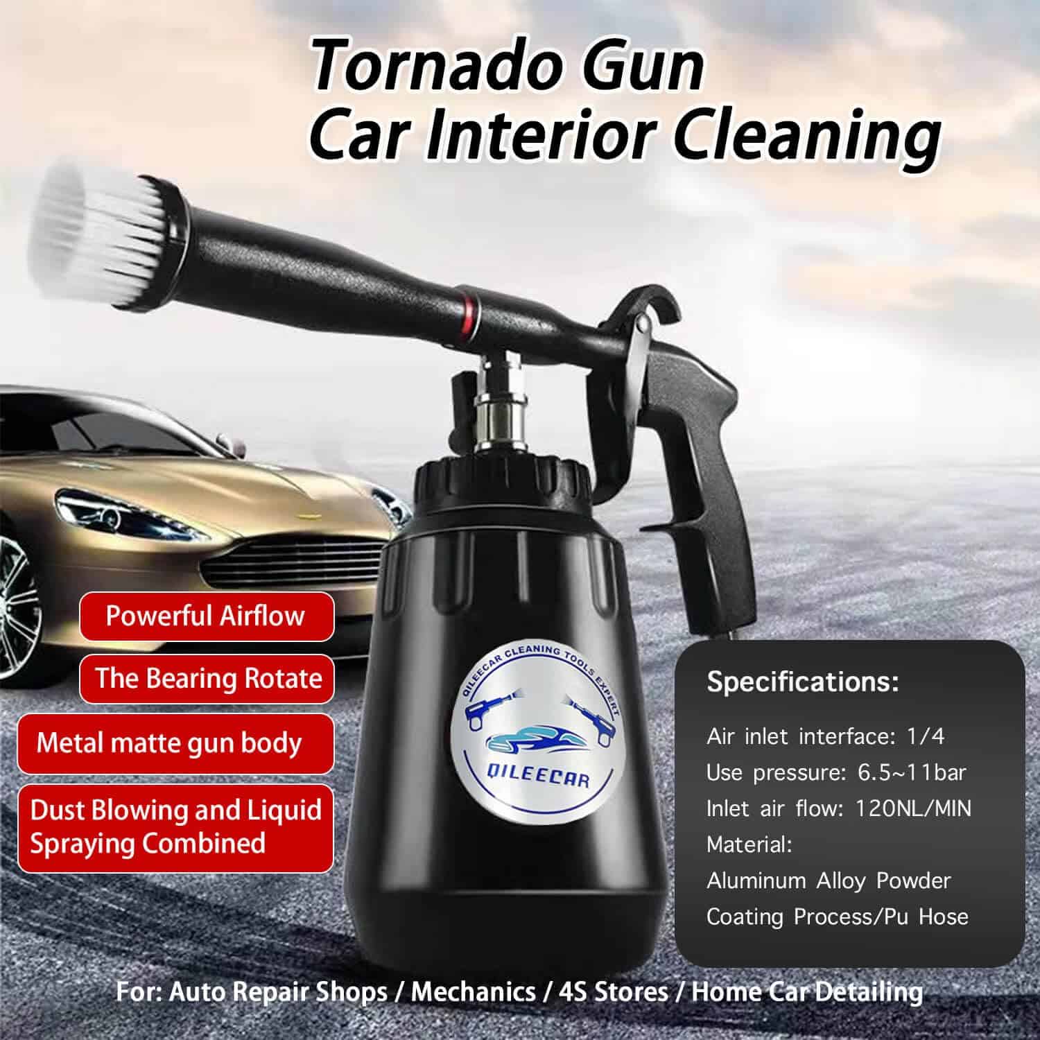 QiLeeCar Pistola de Limpieza de Vórtice, Pistola Tornado - Imagen 3