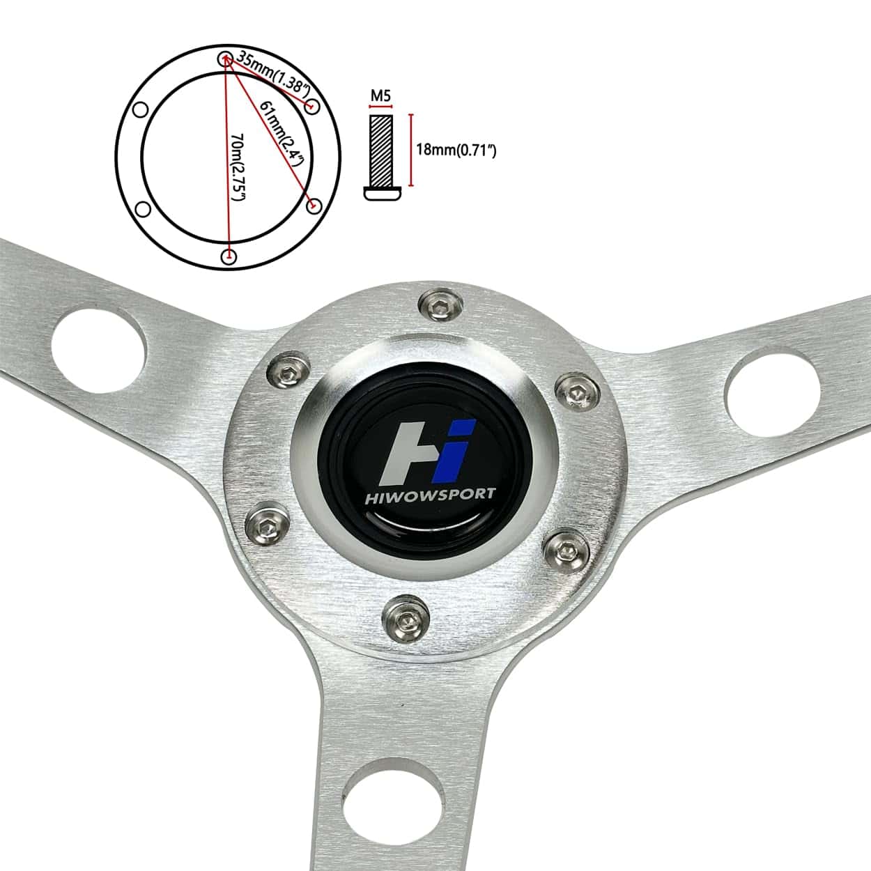 Volante Clásico de Madera Hiracing de 14 pulgadas - Imagen 3