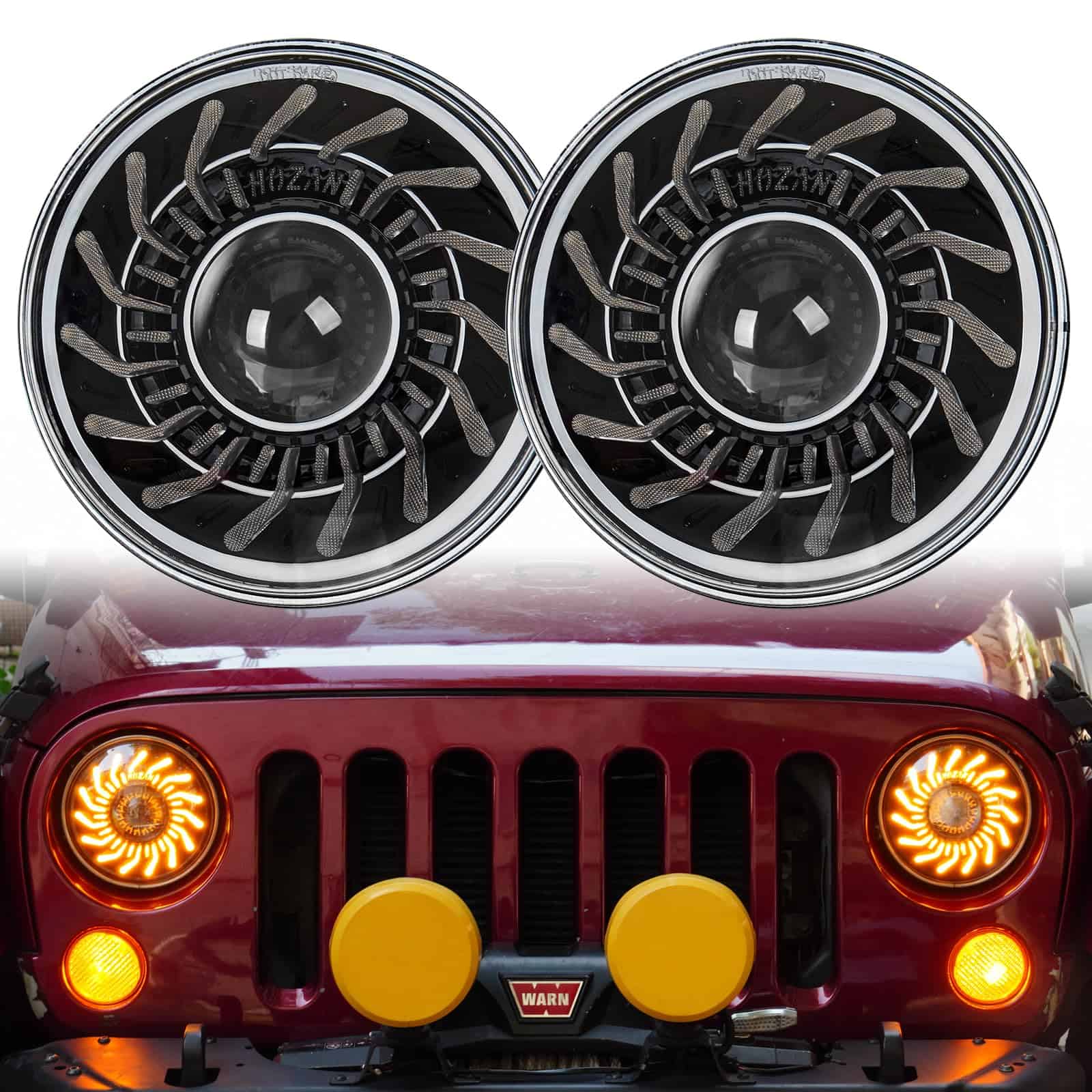SINLIRU JK Faros 7 pulgadas Faro LED con remolino blanco