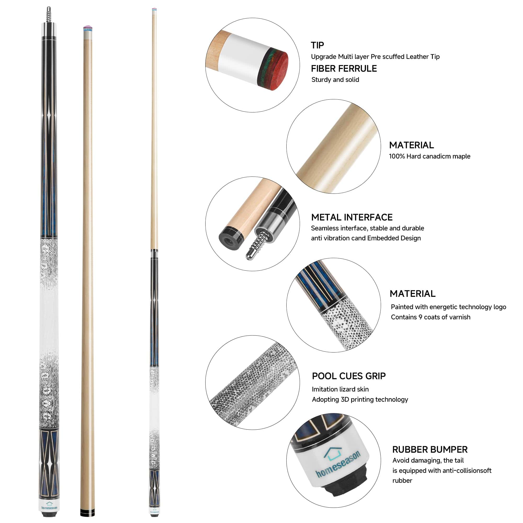 HomeSeason Palo de Billar 58" Palo de Billar Profesional de - Imagen 3