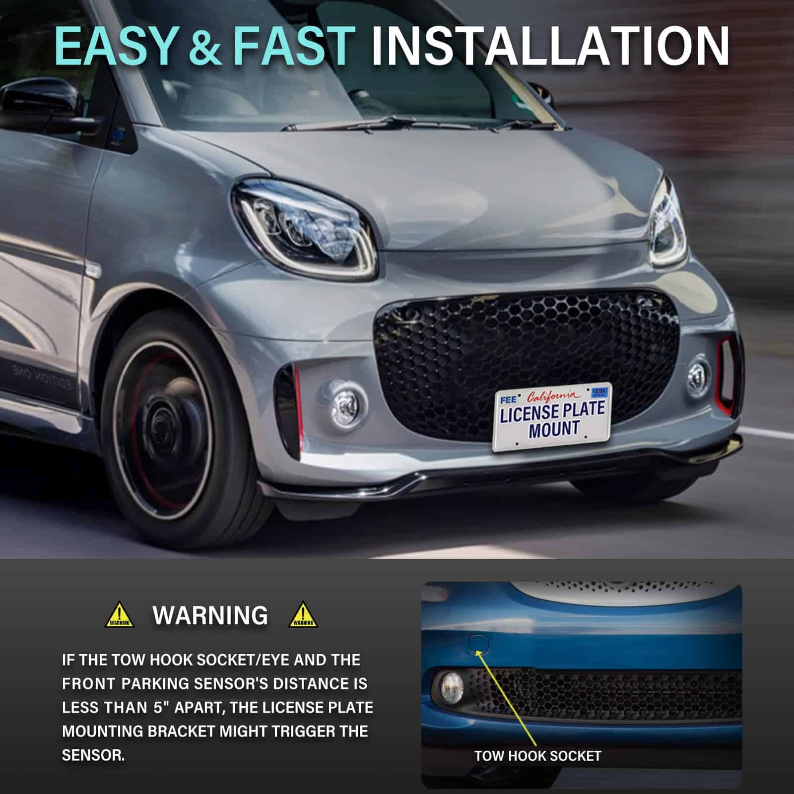 Soporte de matrícula delantera del gancho de remolque - Imagen 7