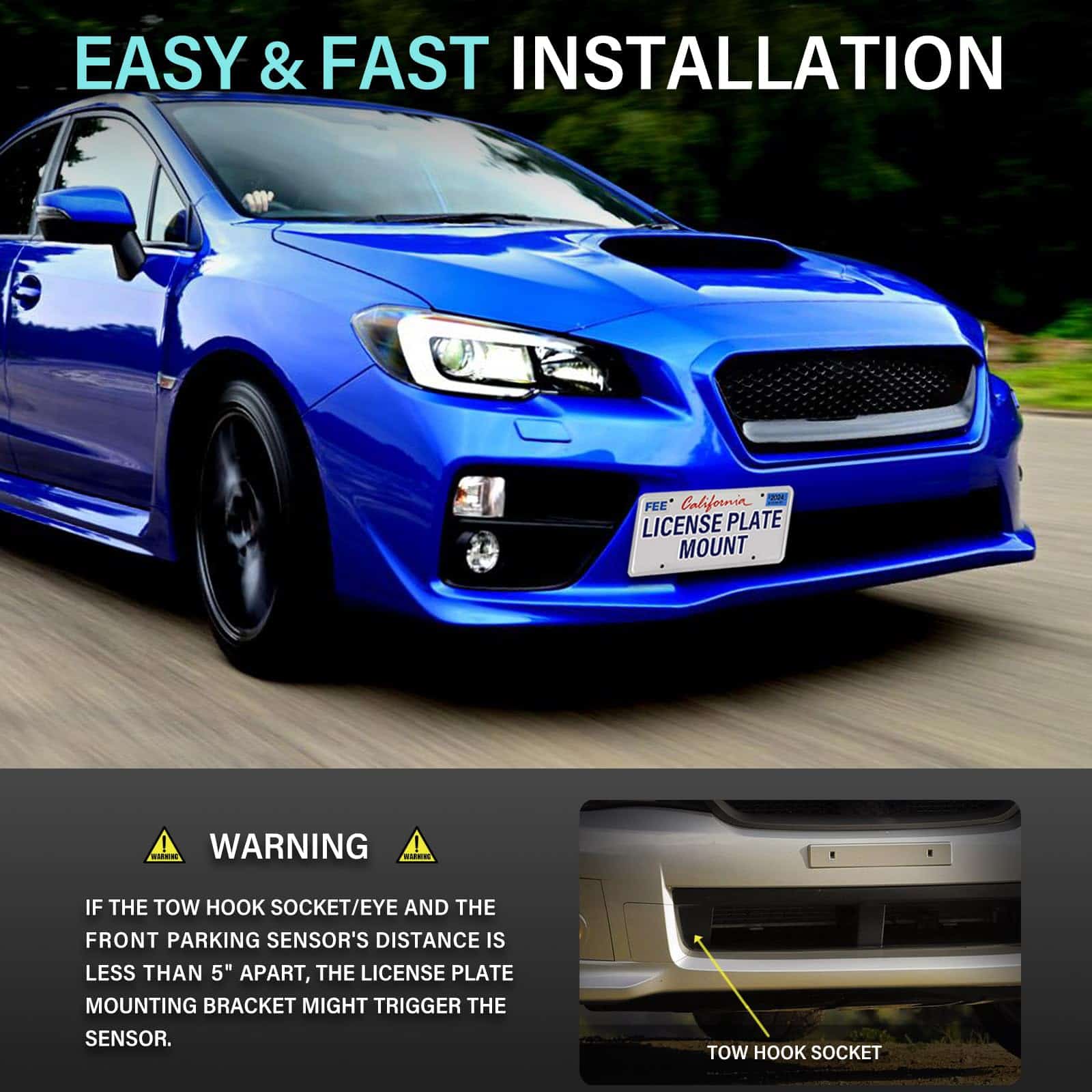 Soporte de Placa de Matrícula delantera JIAHCN New Tow Hook - Imagen 7