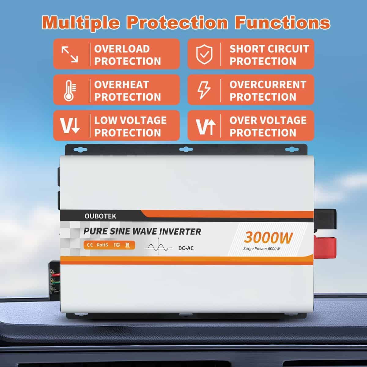 Inversor de Onda Sinusoidal Pura OUBOTEK de 3000 vatios 24V - Imagen 4