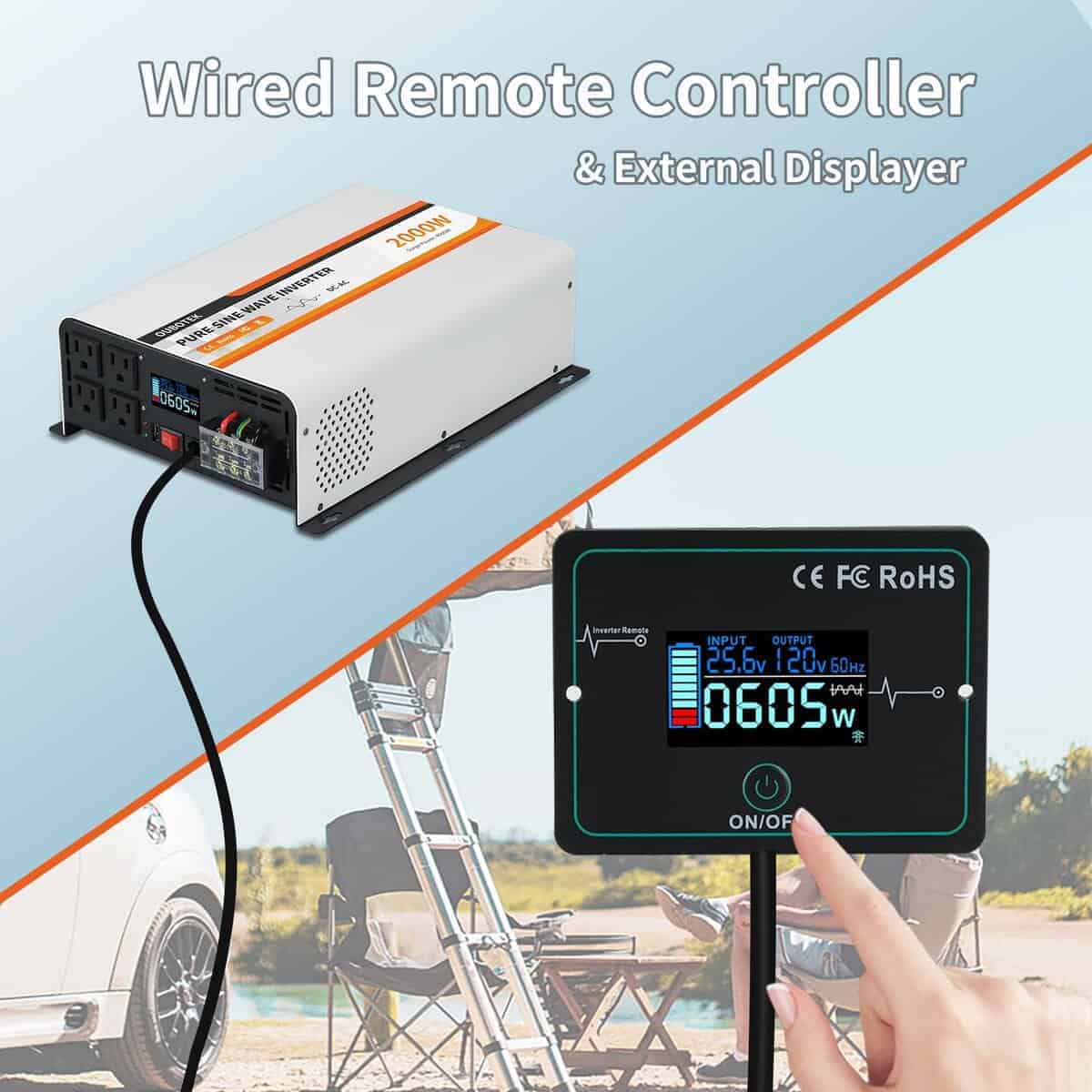 Inversor de Onda Senoidal Pura OUBOTEK 2000W 24V DC a 120V - Imagen 3