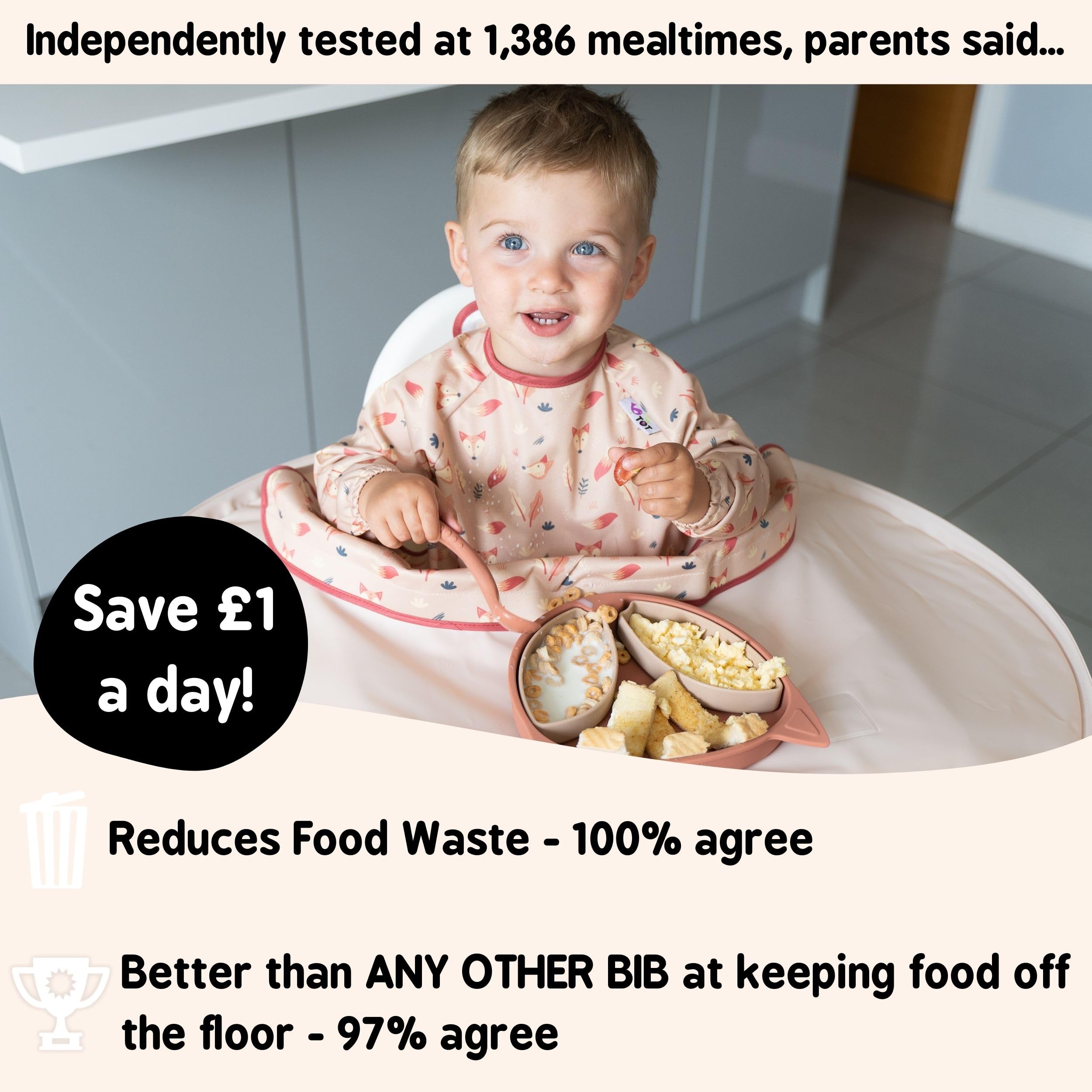 Tidy Tot - Kit de Babero y Bandeja para Bebés. Incluye 1 - Imagen 8