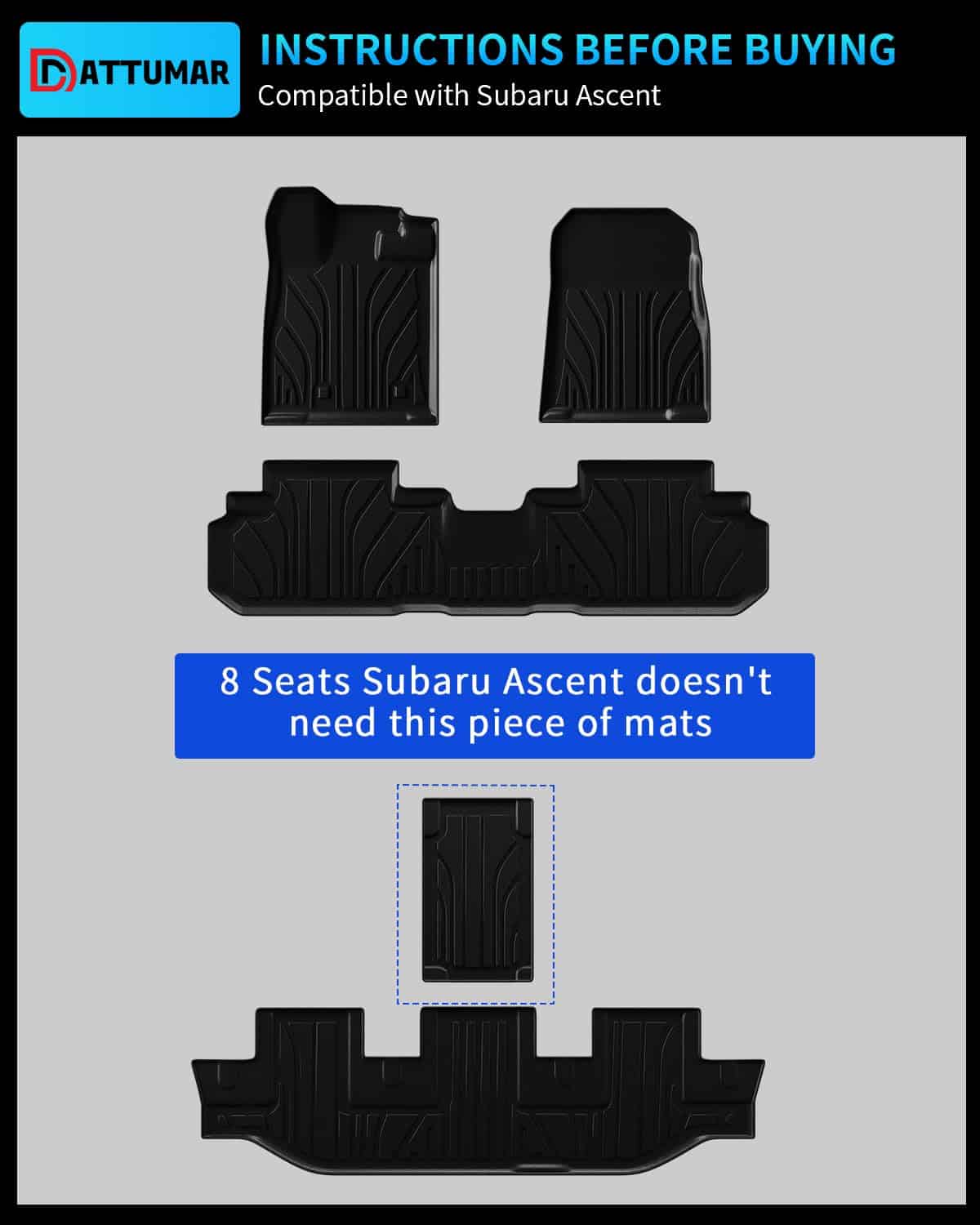 Tapetes para piso Dattumar compatibles con Subaru Ascent 7 - Imagen 4