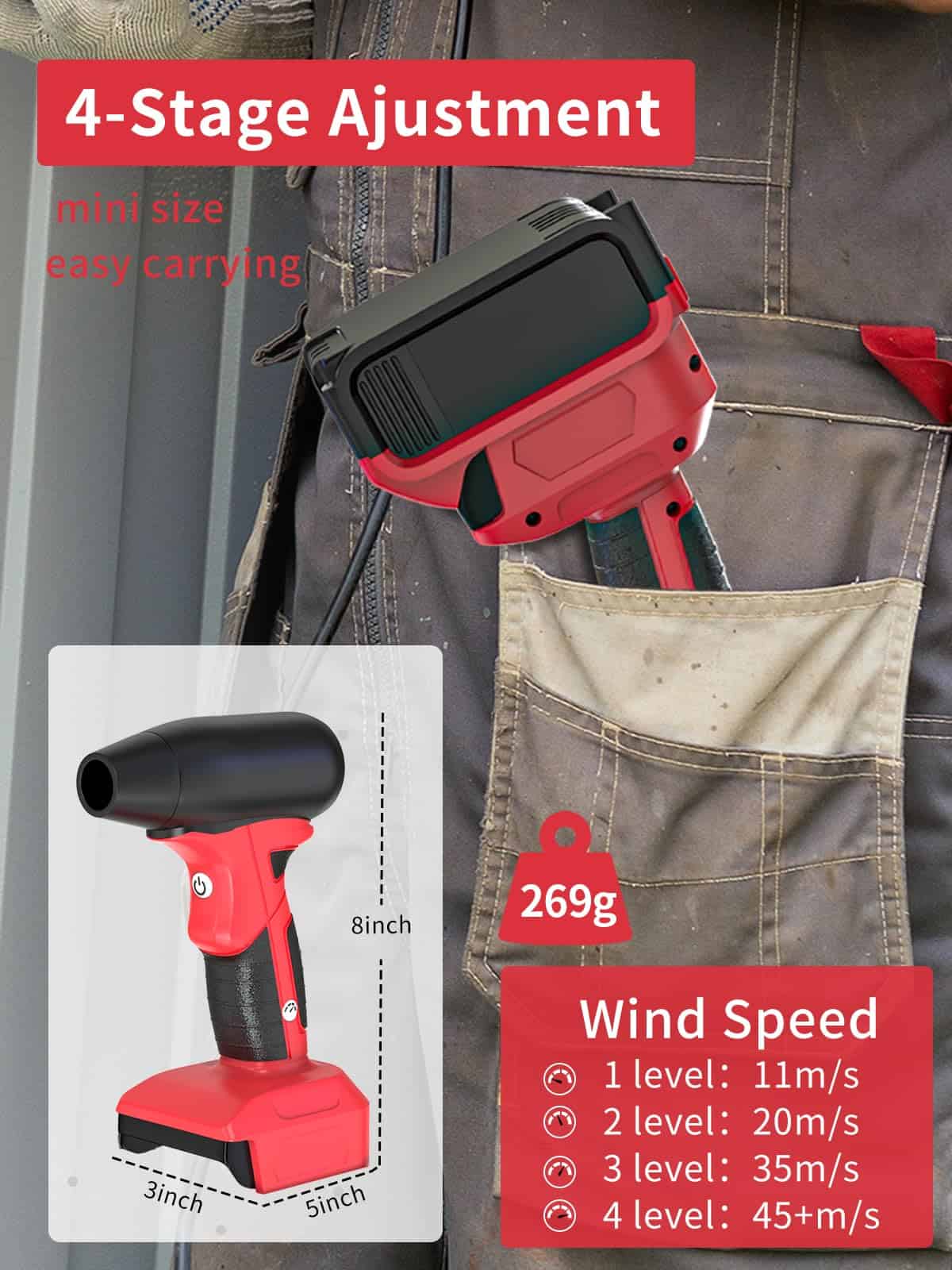 Soplador de Aire Comprimido Inalámbrico para Batería - Imagen 8