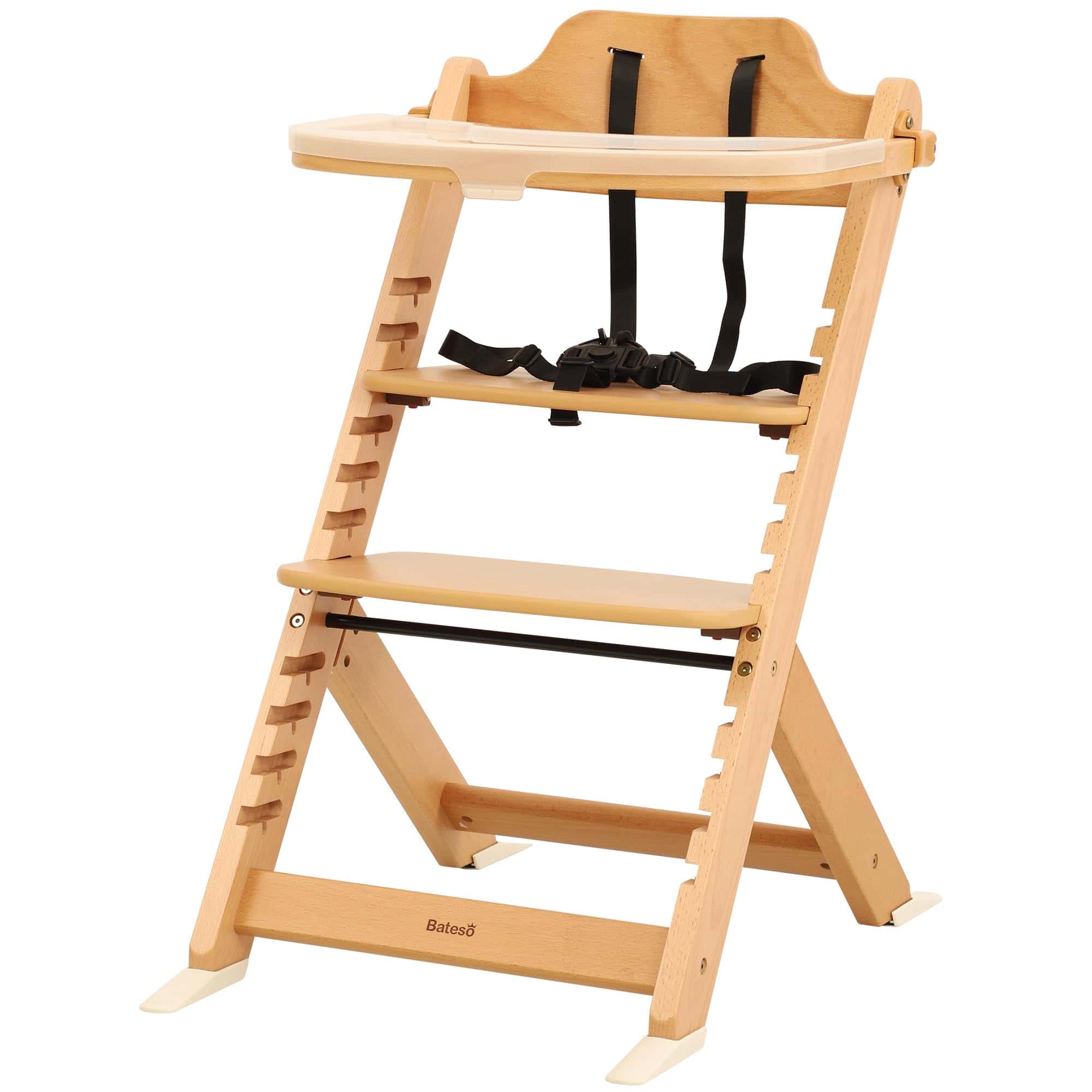 Silla alta de madera Bateso para bebés con asiento y