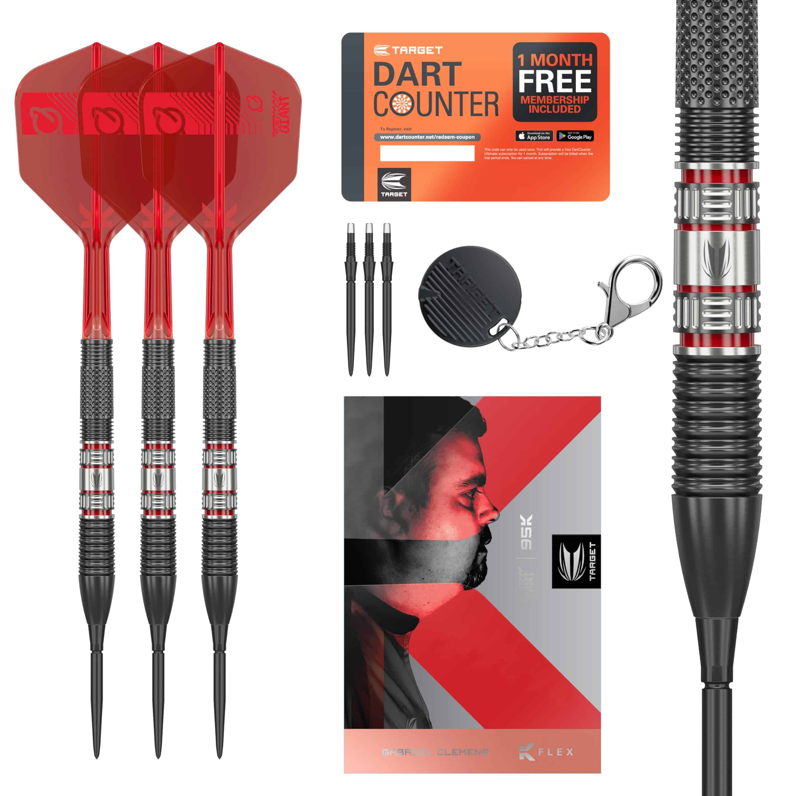 TARGET Darts Gabriel Clemens 95K Steel Tip -Black & Red
