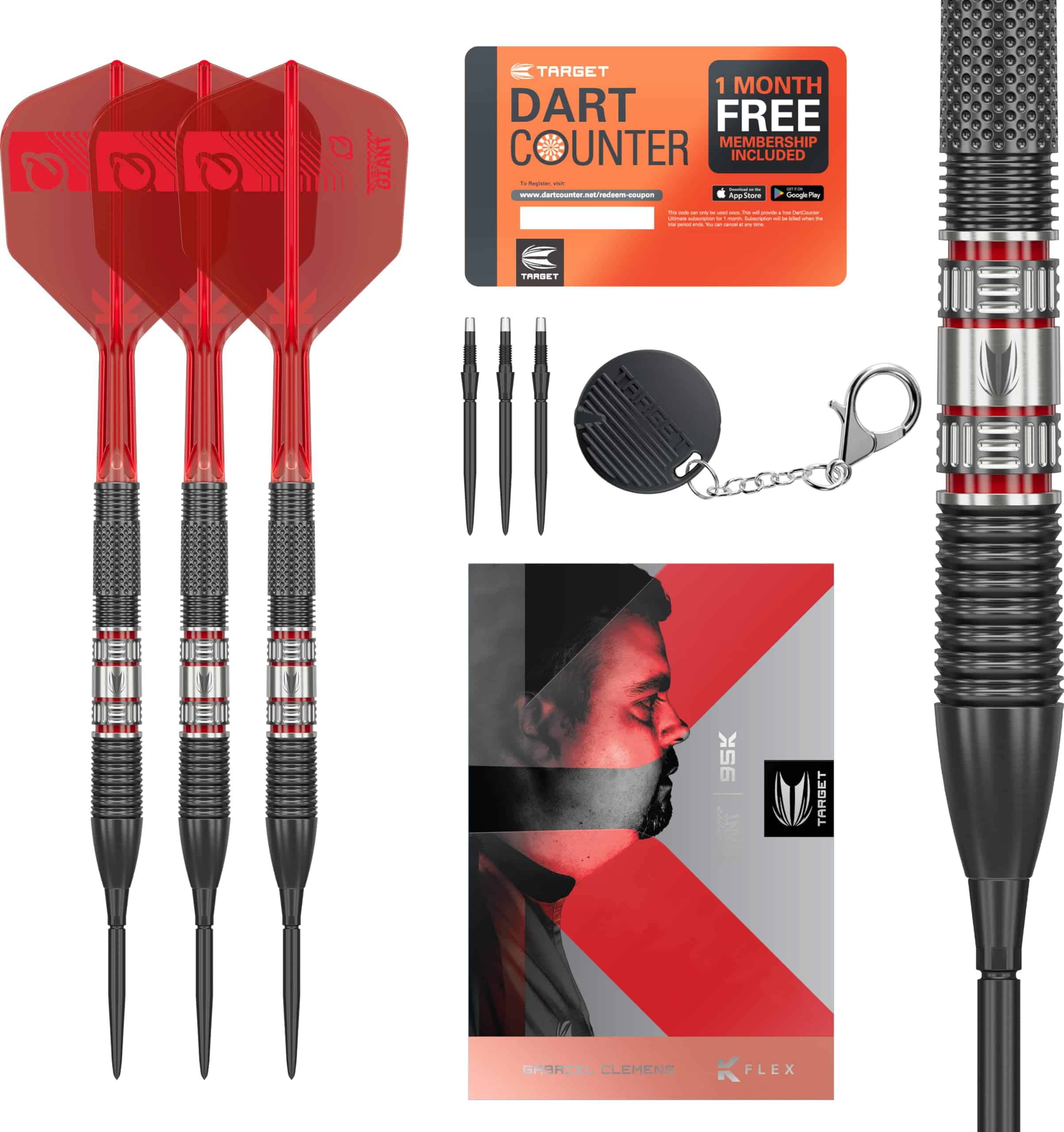 TARGET Darts Gabriel Clemens 95K Steel Tip -Black & Red