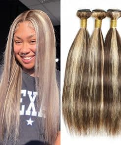 Dokksiiia P4613 Paquetes de Cabello Humano Rubio Destacado