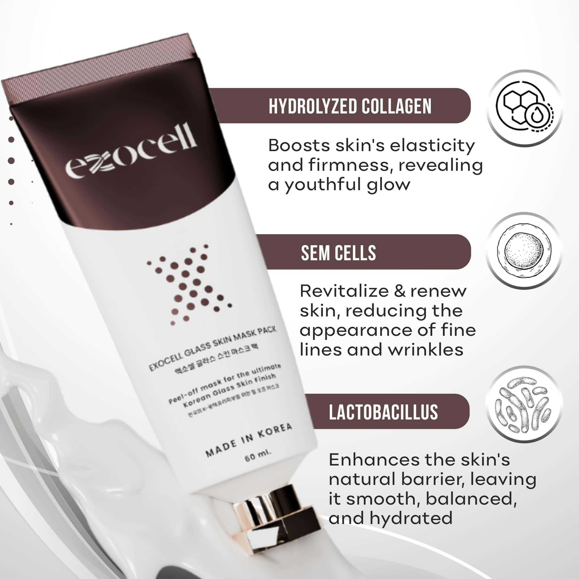 Exocell Glass Skin Mask Pack, Mascarilla Coreana Peel-Off - Imagen 7