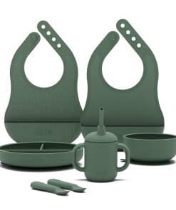 Set de Alimentación para Bebés de Silicona Lalo -Oliva