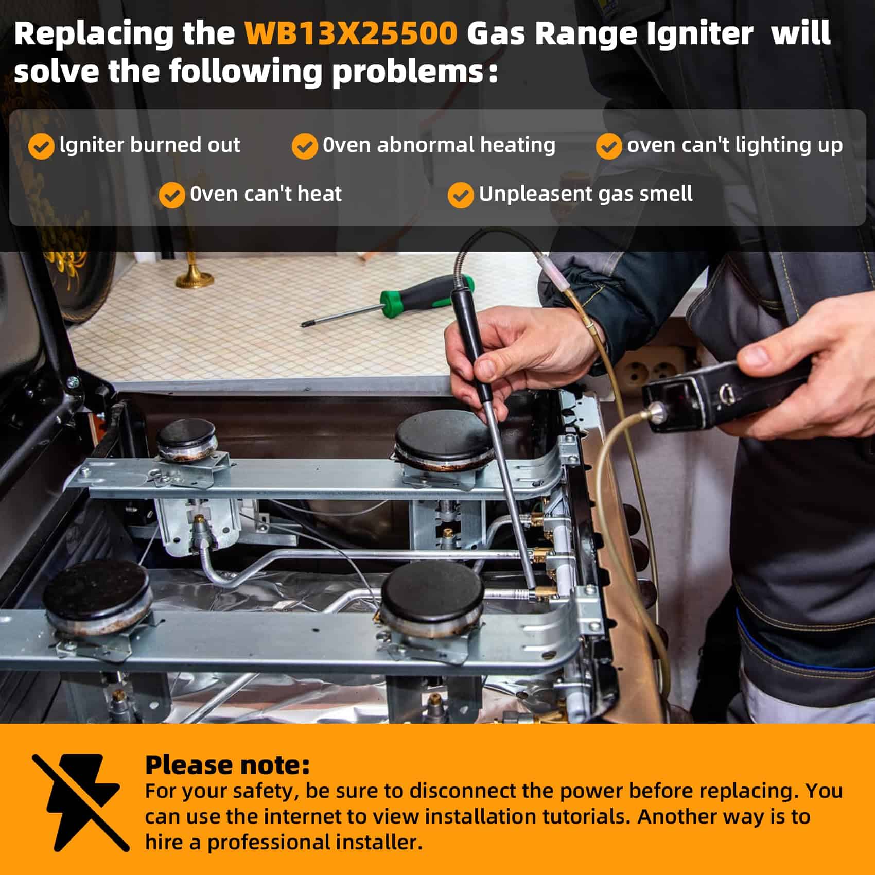 WB13X25500 Gas Range/Oven Igniter Compatible with GE Oven - Imagen 7