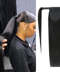 Cola de caballo recta de cabello humano, extensiones de