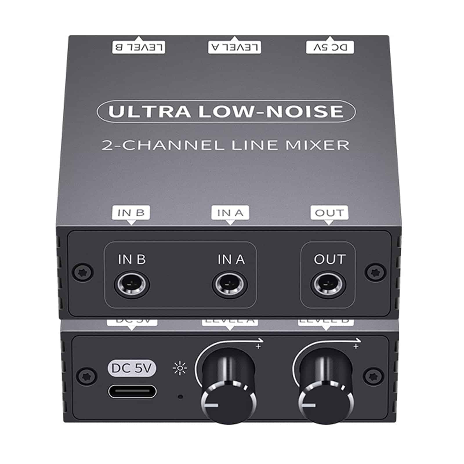 Mini Mezclador de Audio Line Mixer, 2 Vías Mezclador de