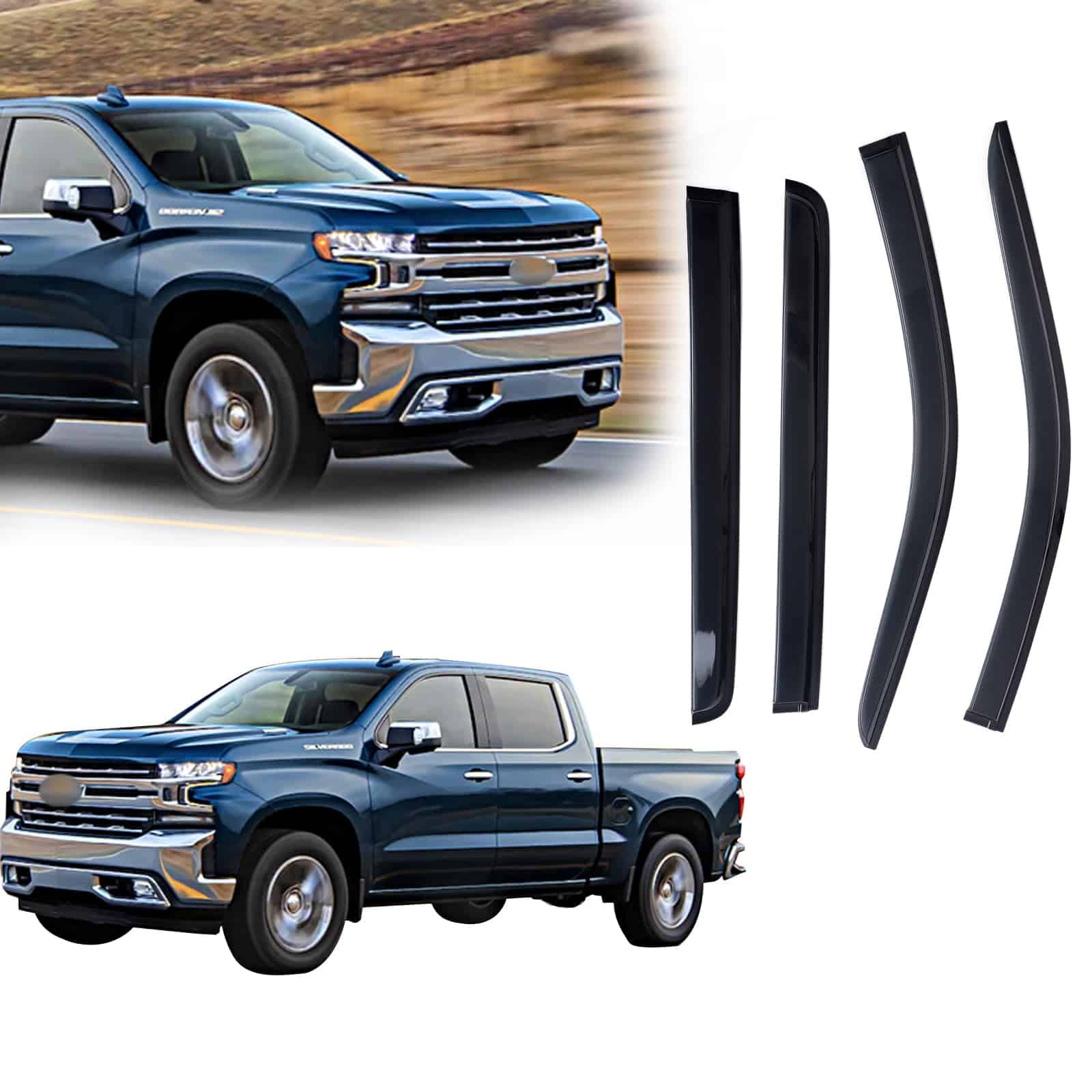 AGMRLX Car Rain Guards Tape-on/Black Ventvisor| Fits