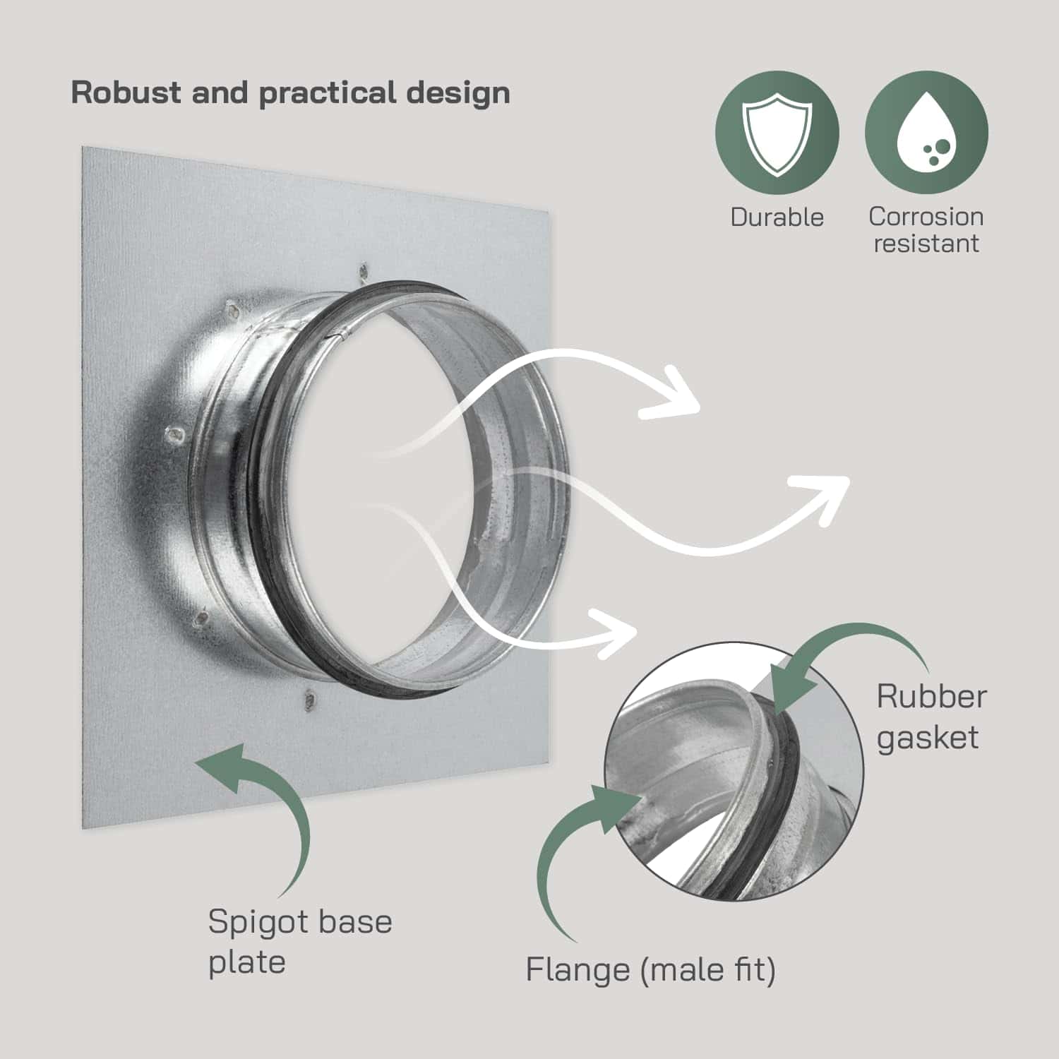 Conector de tubo de 4" pulgadas de Vent Systems con brida y - Imagen 5