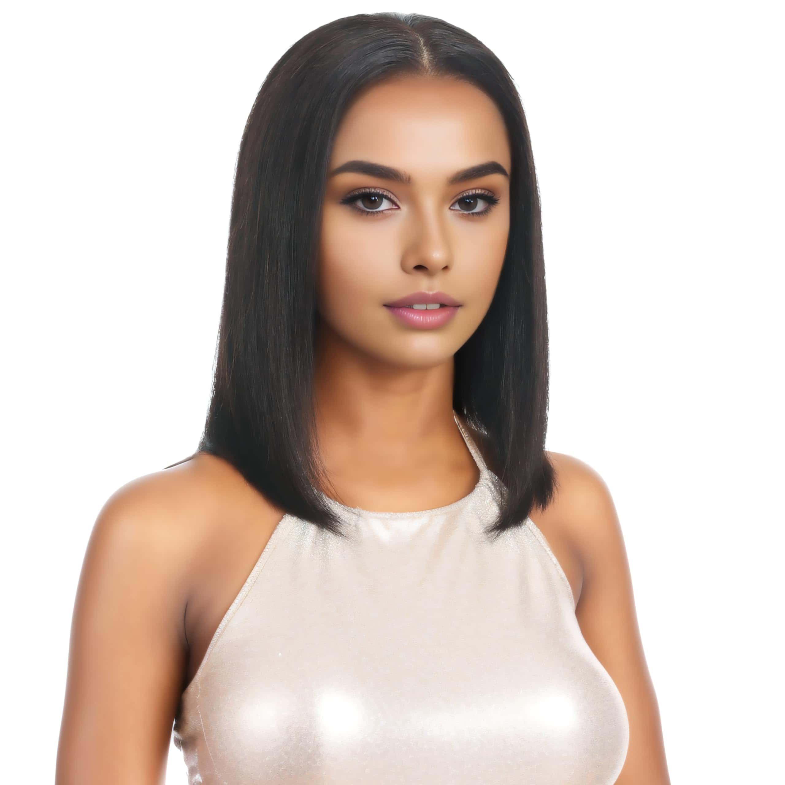 Pelucas de Cabello Humano Bob de 12 Pulgadas FUTAI HD Front - Imagen 4