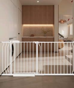 Barrera de seguridad extra ancha para bebés con puerta