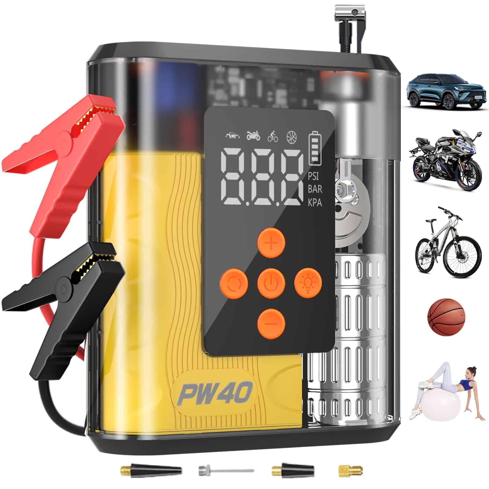 Arrancador de Coche Hererod PW40, Compresor de Aire para