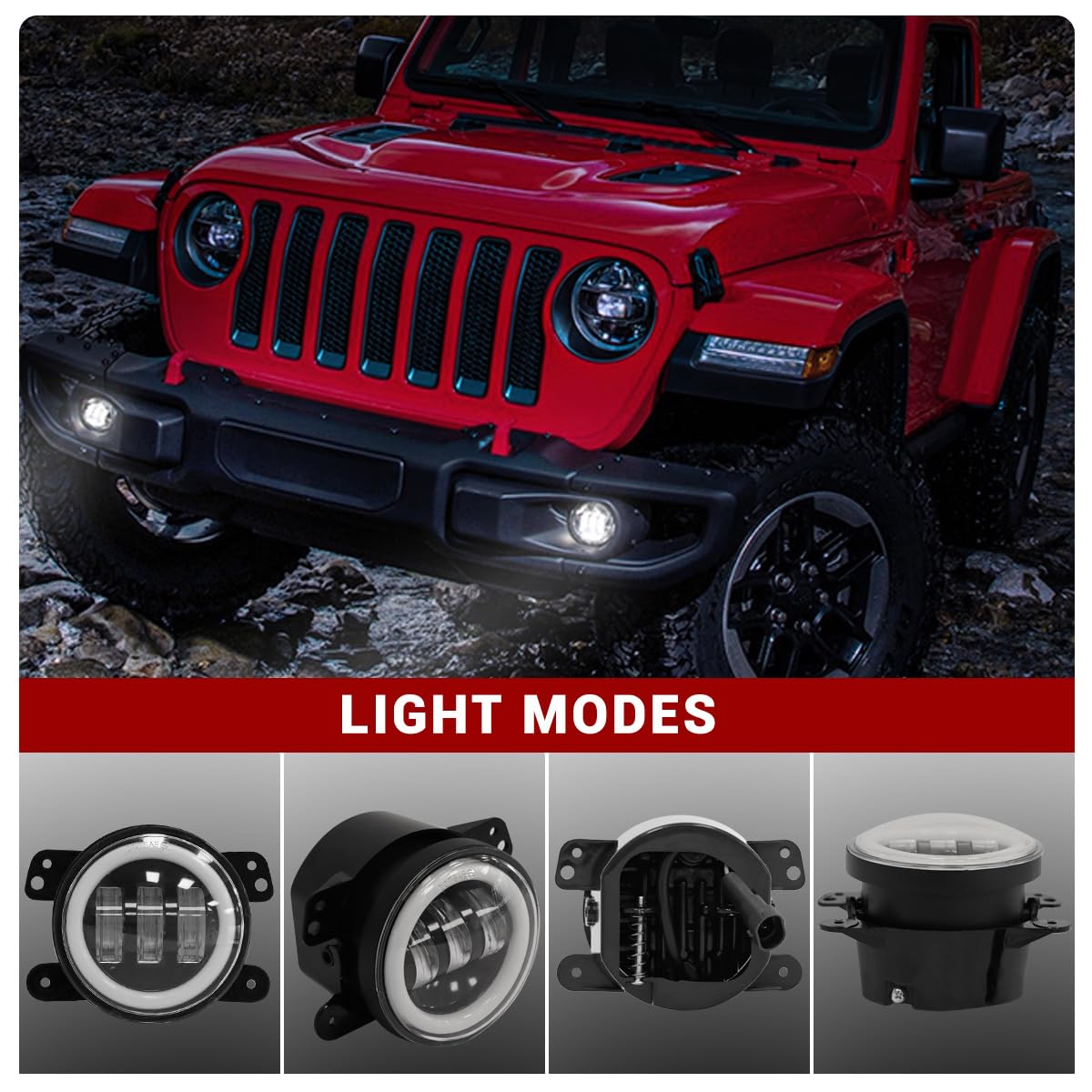 Gronsvt 4 Inch LED Fog Light Assembly 60W -Negro - Imagen 3