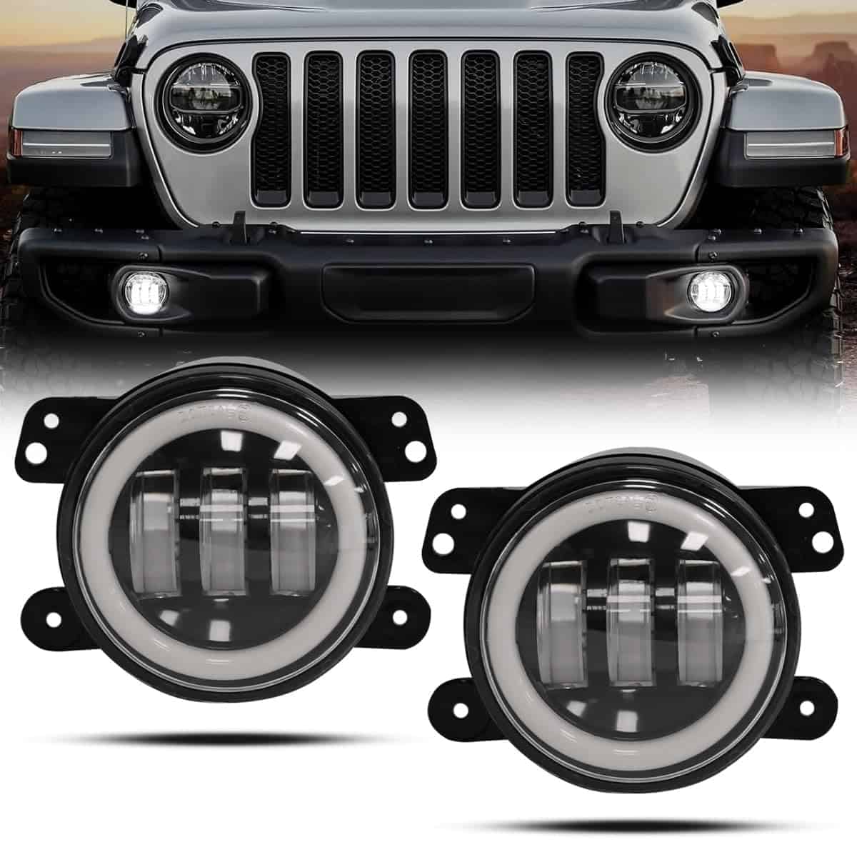 Gronsvt 4 Inch LED Fog Light Assembly 60W -Negro