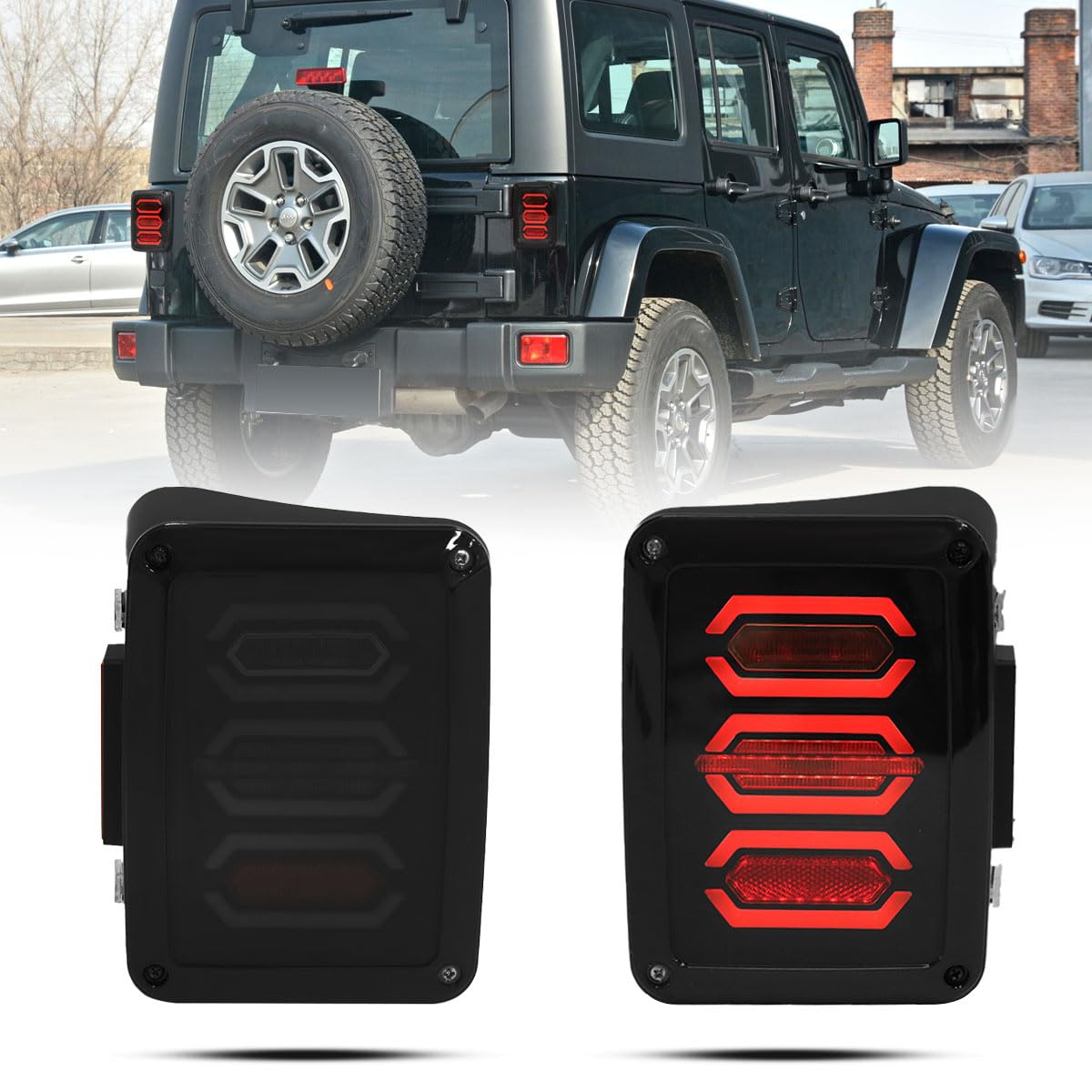 Ensamblaje de luz trasera LED para Wrangler JK -Negro - Imagen 4