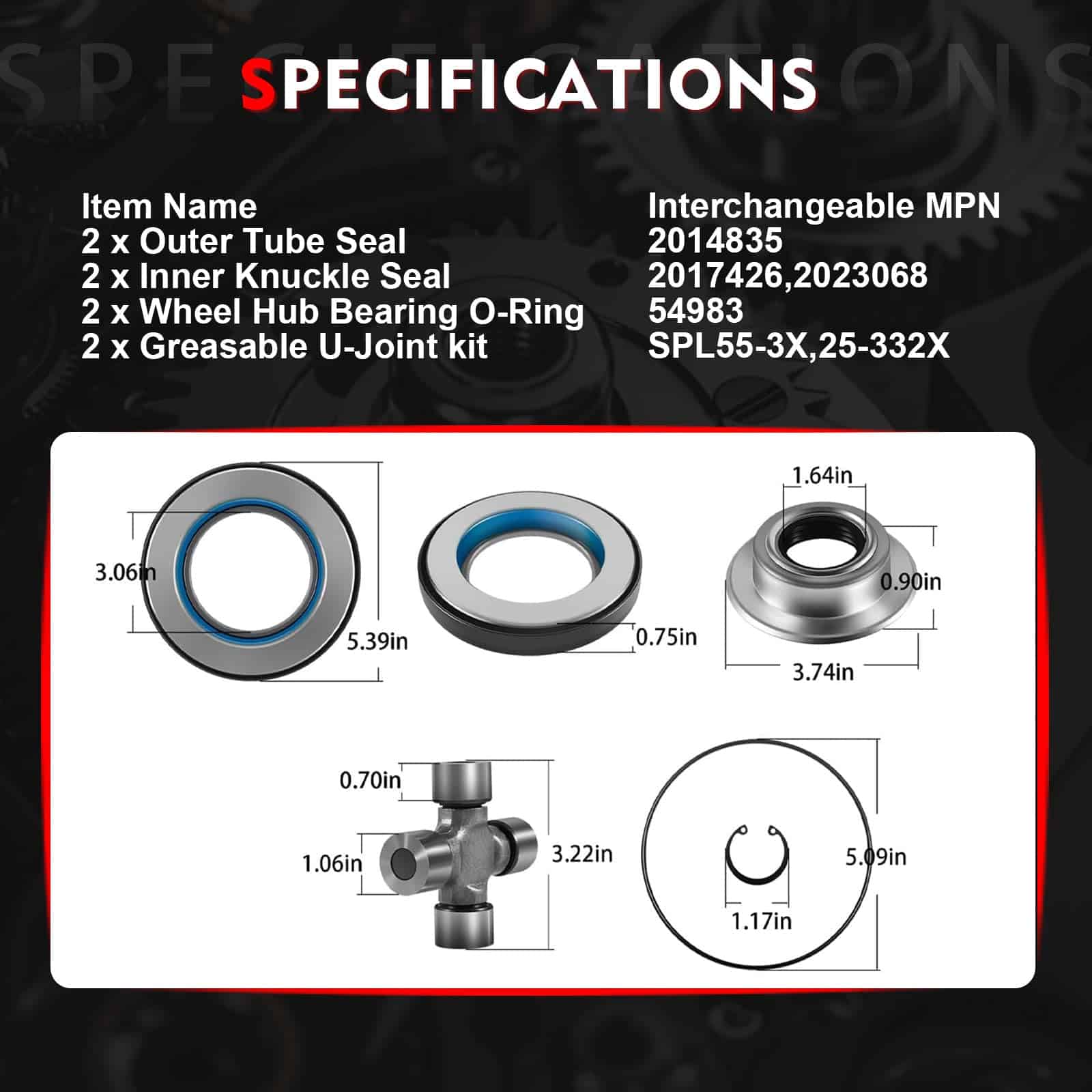 Kit de Sello de Eje Delantero y Junta Universal Greaseable - Imagen 6