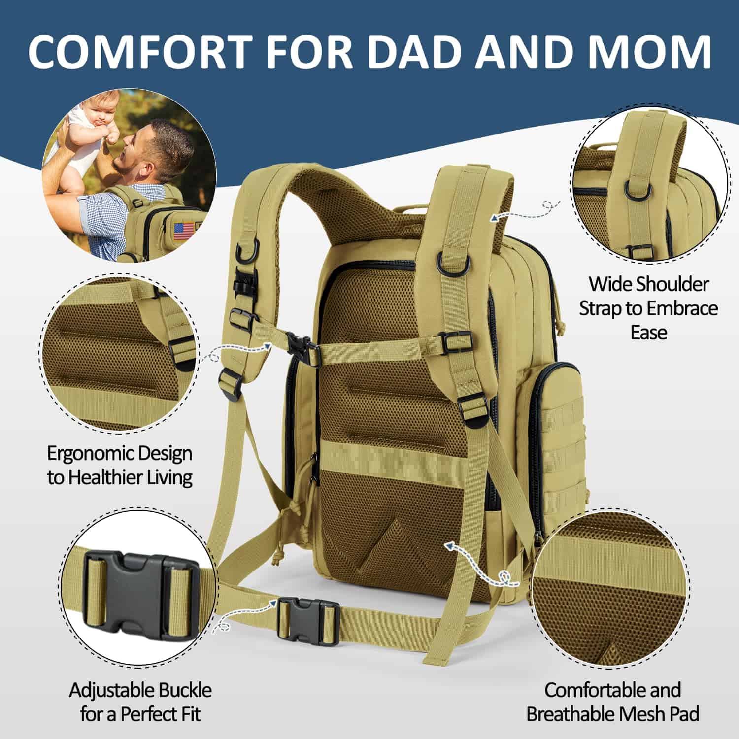 Mochila para Pañales de Bebé con Cambiador - Grande con - Imagen 5