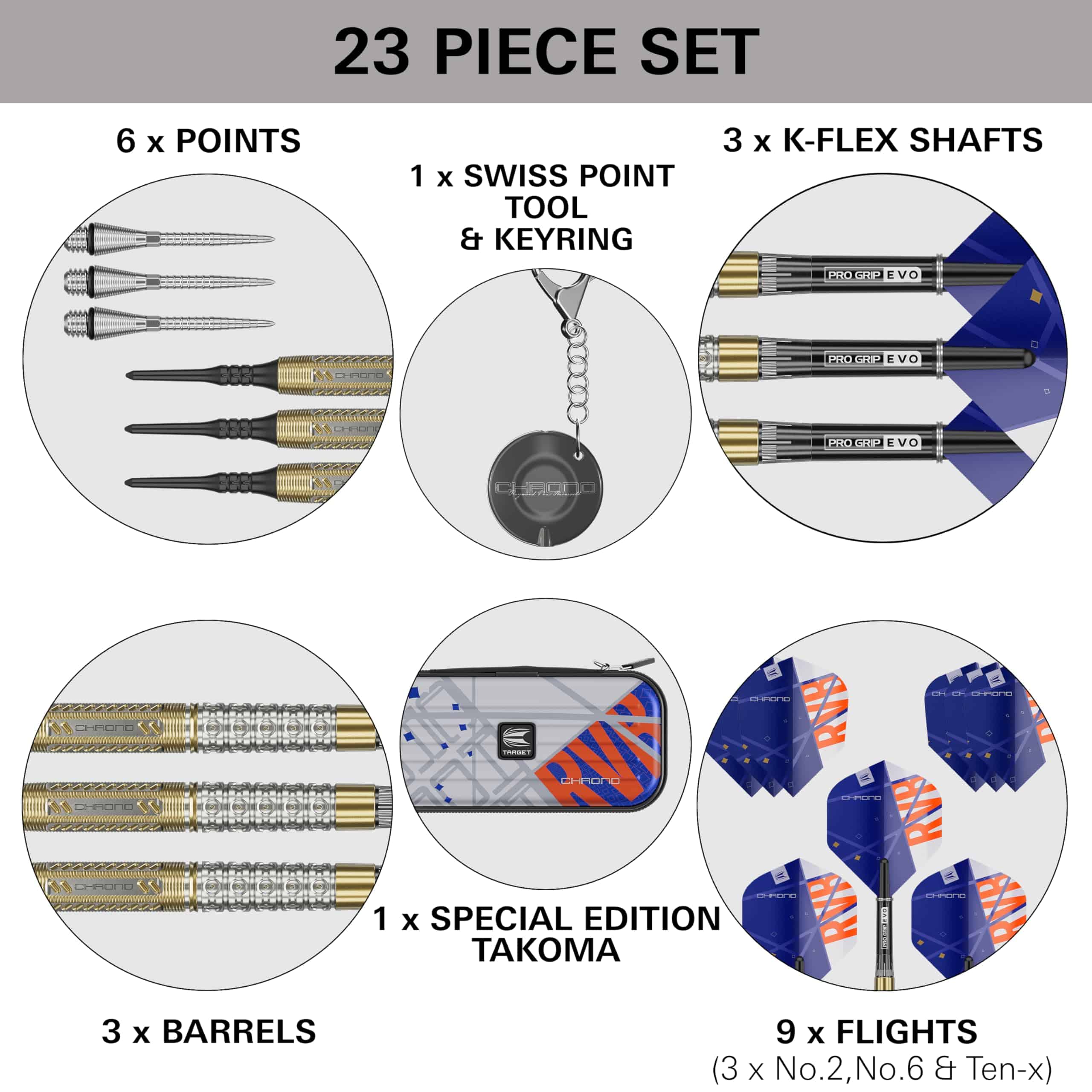 Dardos Suaves Raymond Van Barneveld Chrono, Set de Dardos - Imagen 6
