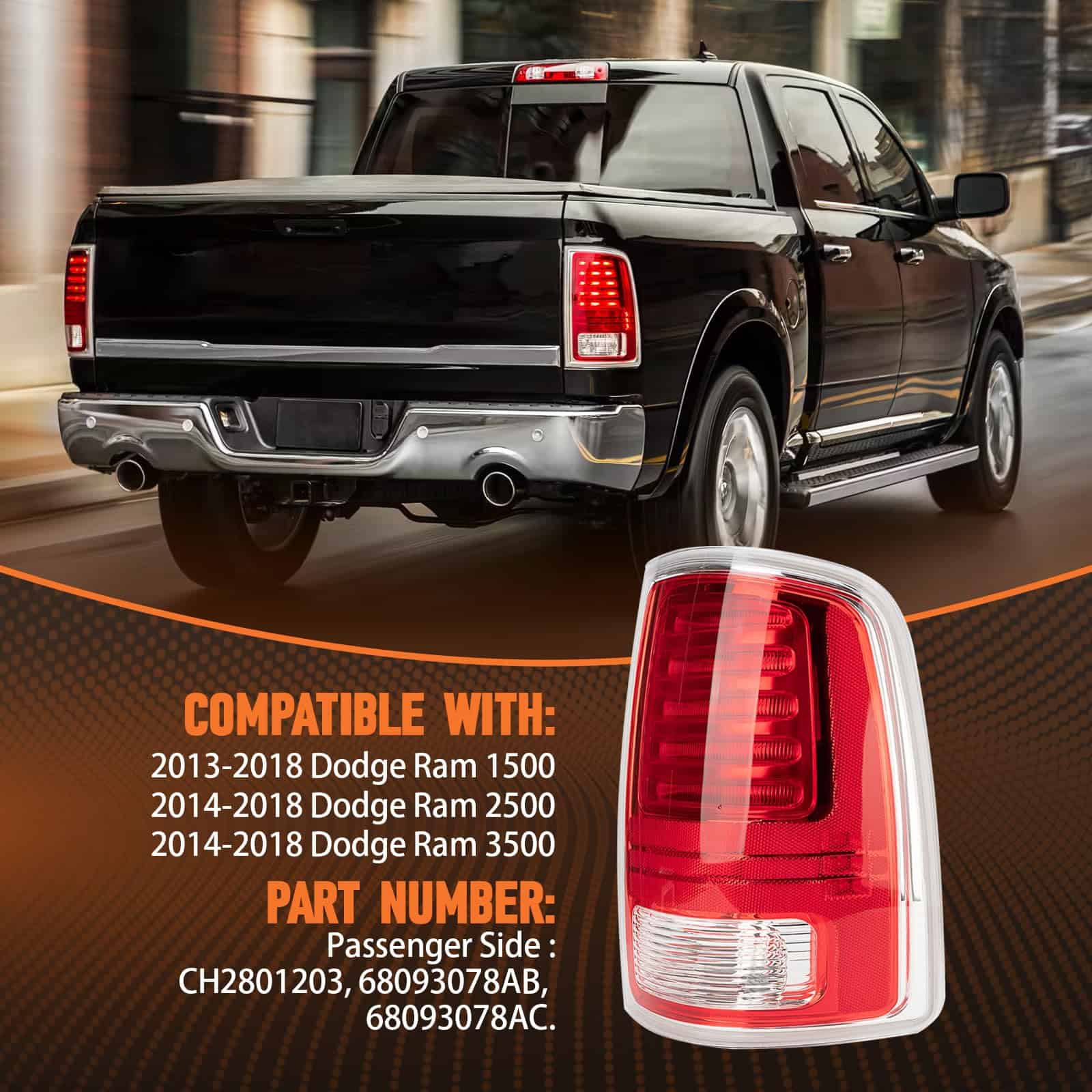 Autoverve Faros Traseros para Dodge Ram 2013-2015 2016 2017 - Imagen 8