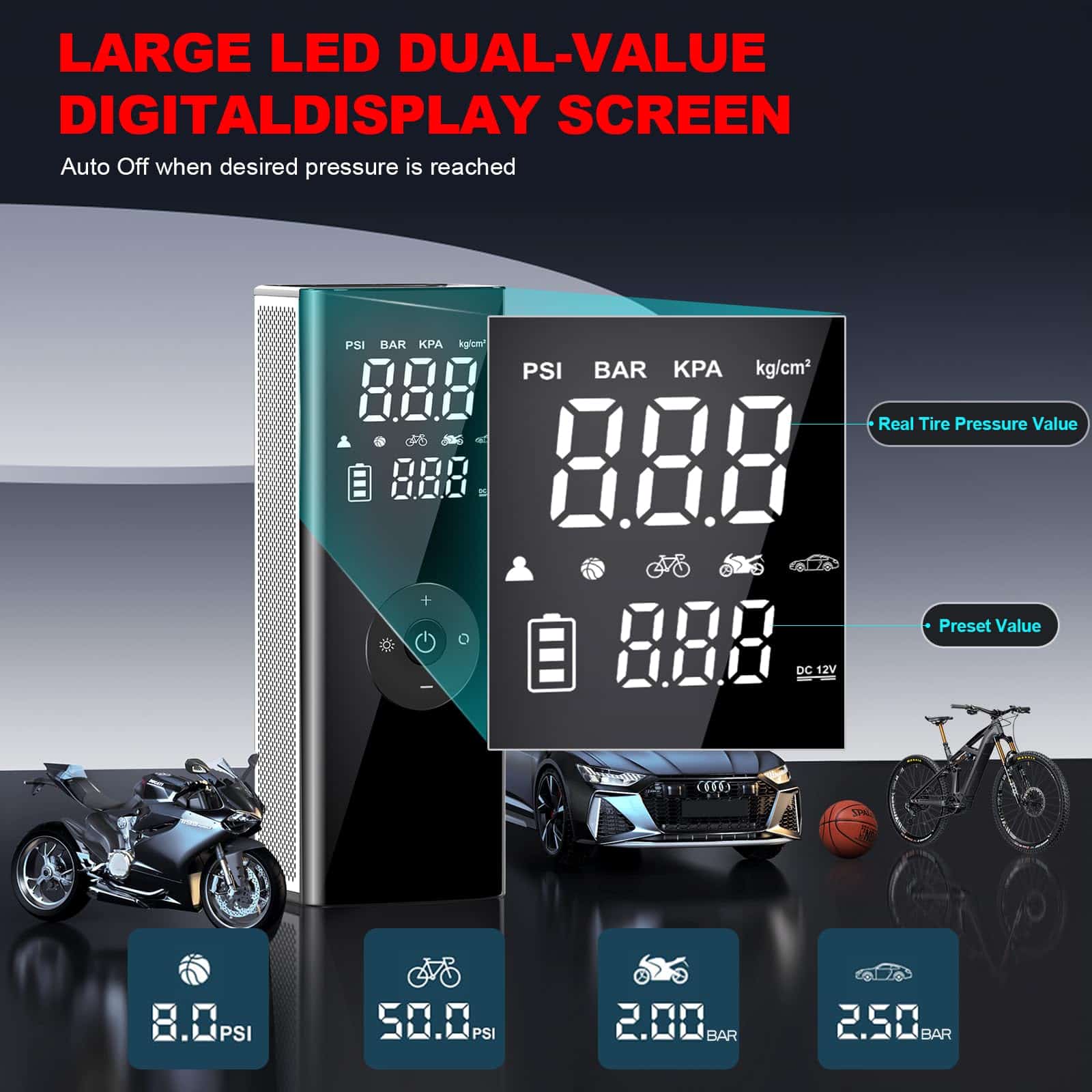 Inflador de neumáticos inalámbrico DEASON, compresor de - Imagen 5