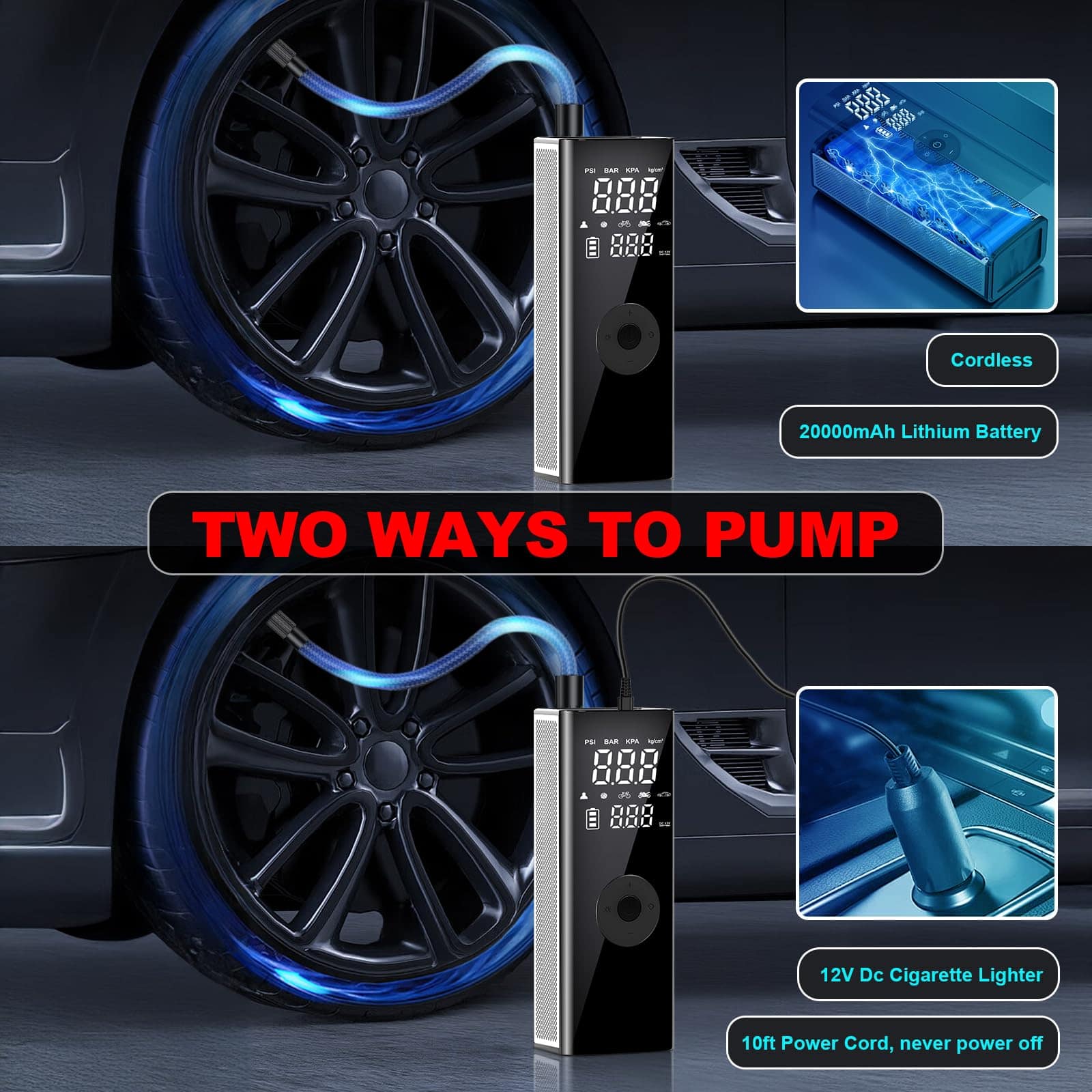 Inflador de neumáticos inalámbrico DEASON, compresor de - Imagen 4