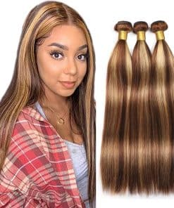 Color #33 Mechones de Cabello Humano Rubio Miel Recto