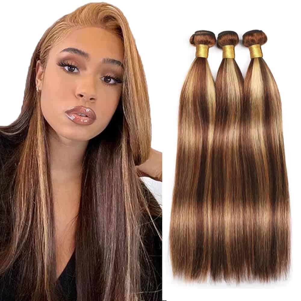 Paquetes de Cabello Liso Rubio Miel P27/33 Paquetes de