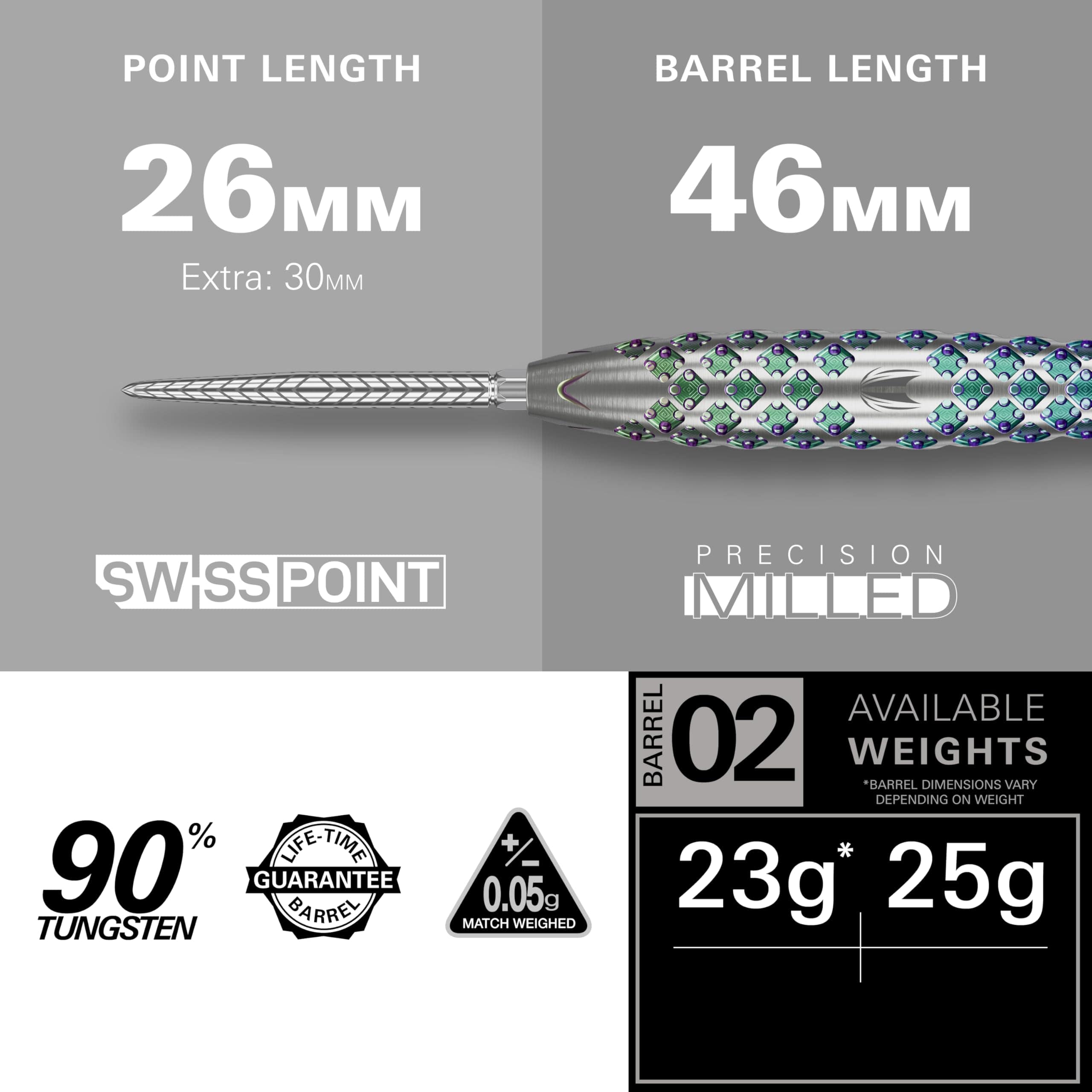 TARGET Darts Rove Steel Tip Swiss Point Darts, -Plateado y V - Imagen 3
