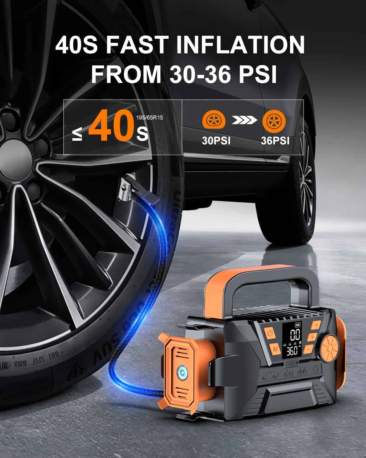 Inflador de neumáticos Compresor de aire -a, pelota - Imagen 3