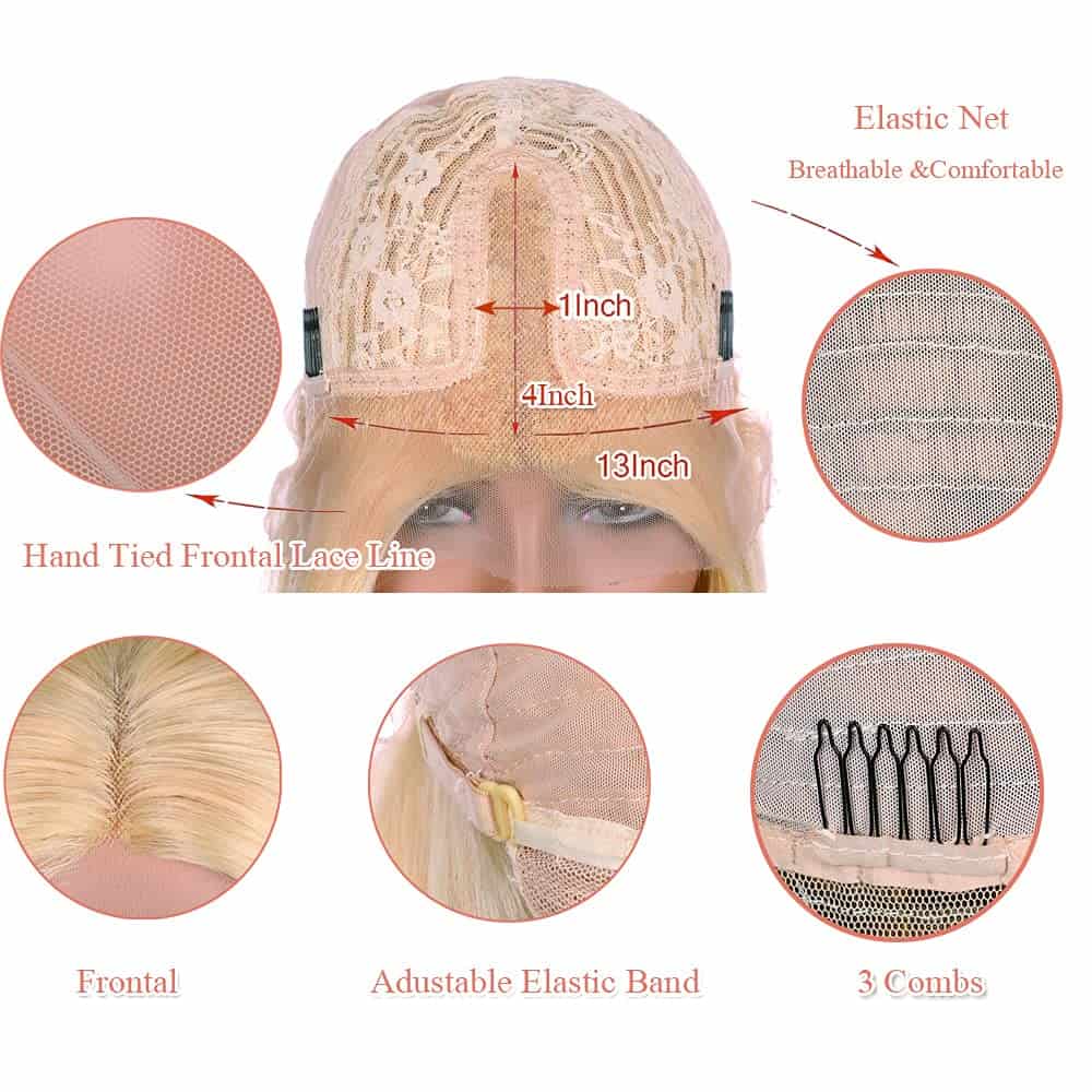 Pelucas de Bob Rubias de Cabello Humano SUNFA, Peluca de - Imagen 4