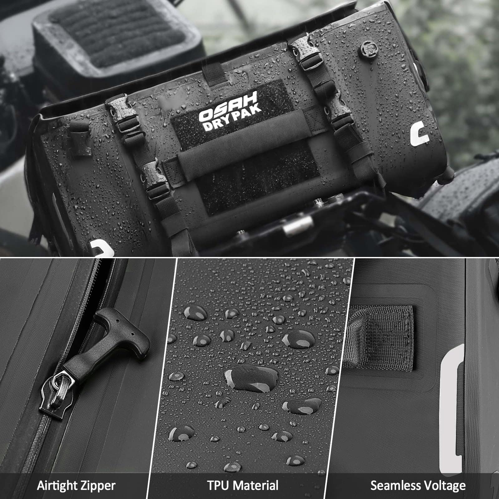 OSAH DRYPAK Bolsa de Cola Impermeable para Motocicleta, 40L - Imagen 3