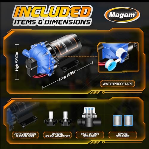 Bomba de Agua de 12 Voltios Mejorada, 7GPM 70PSI, Bomba de - Imagen 5