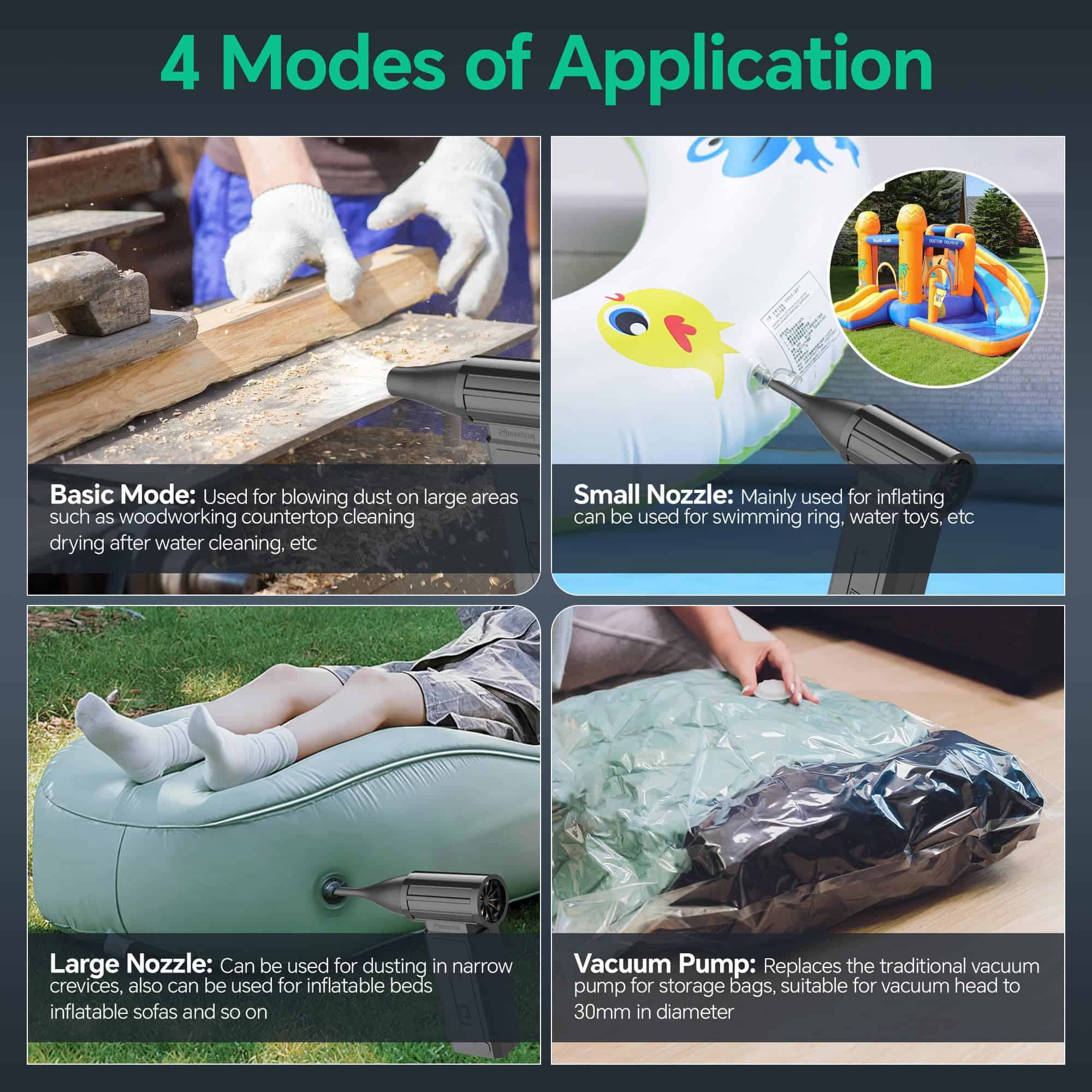 Oley Soplador de Aire Comprimido, 4 Velocidades Soplador de - Imagen 3