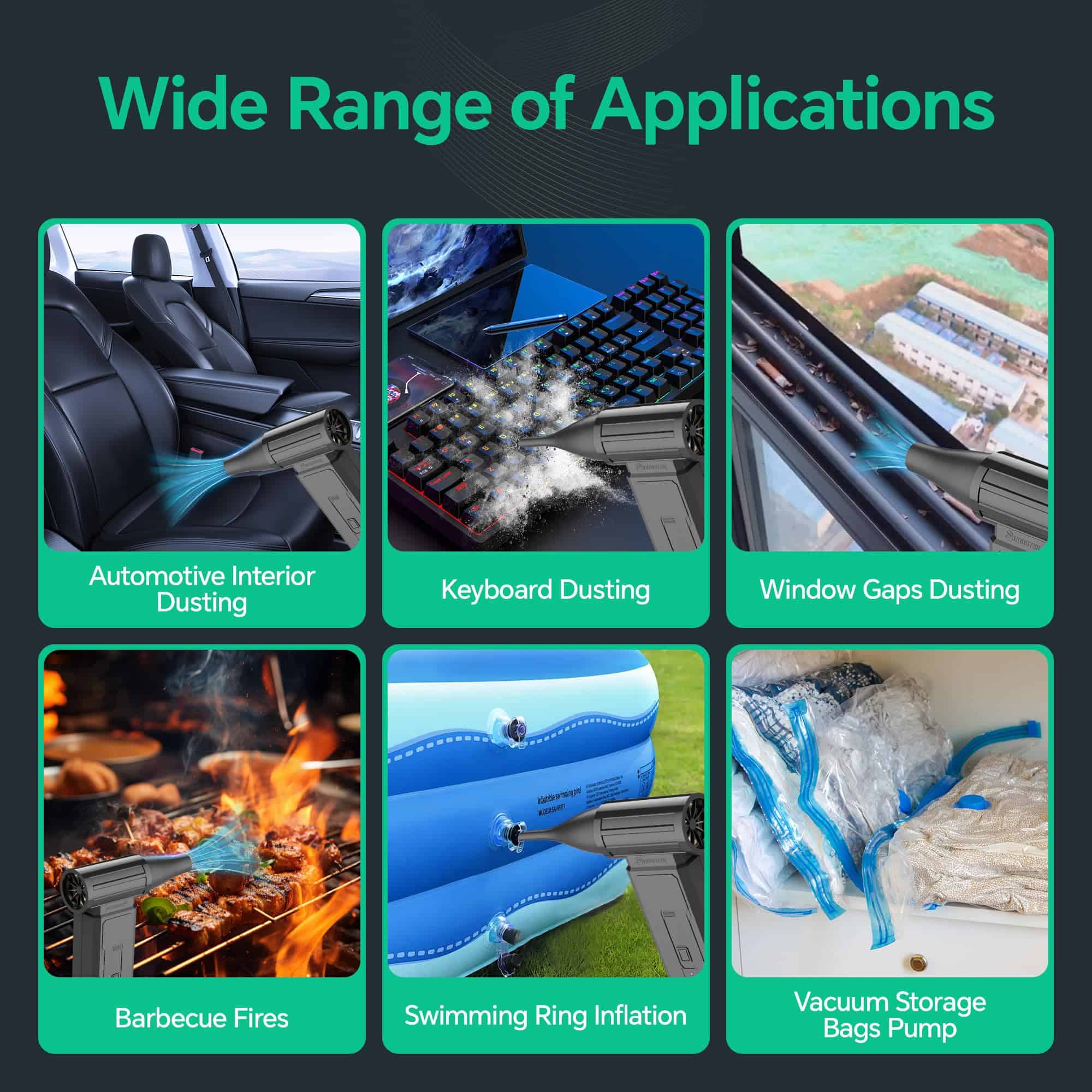 Oley Soplador de Aire Comprimido, 4 Velocidades Soplador de - Imagen 6