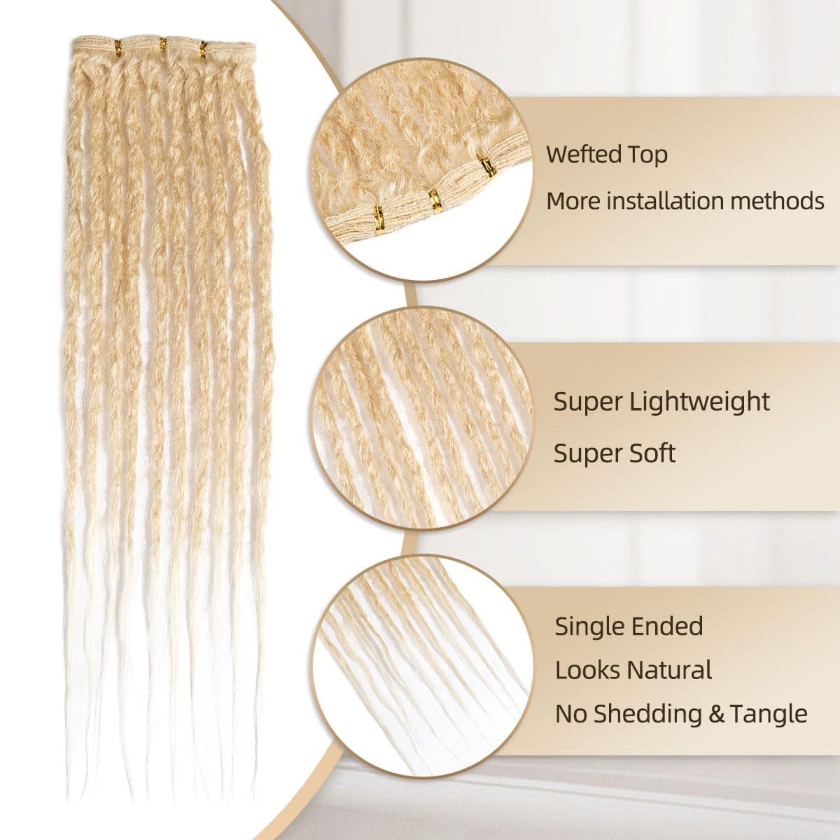 Extensiones de rastas de cabello humano cosidas a mano de - Imagen 4