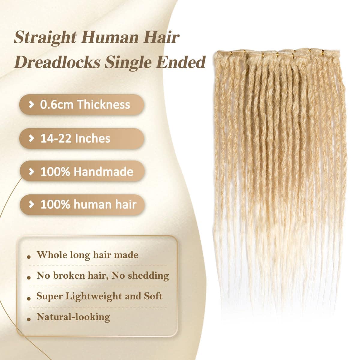 Extensiones de rastas de cabello humano cosidas a mano de - Imagen 3