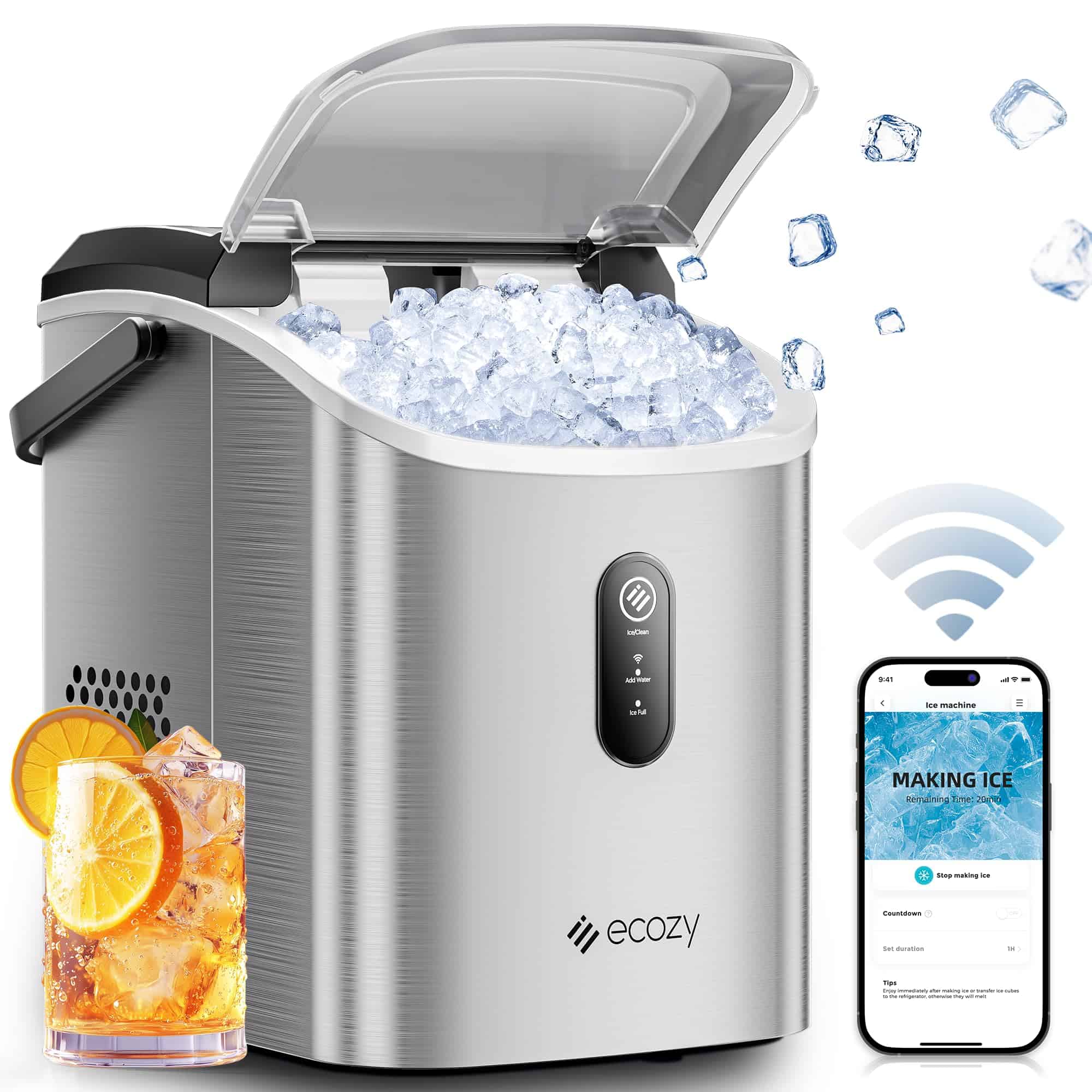 Máquina de hielo de pepitas ecozy Smart Nugget, encimera