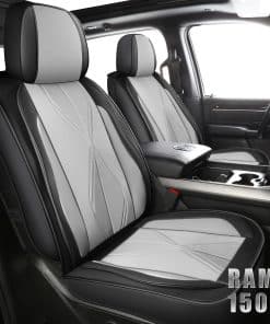 Cubiertas de asiento de cuero sintético -Negro + Gris