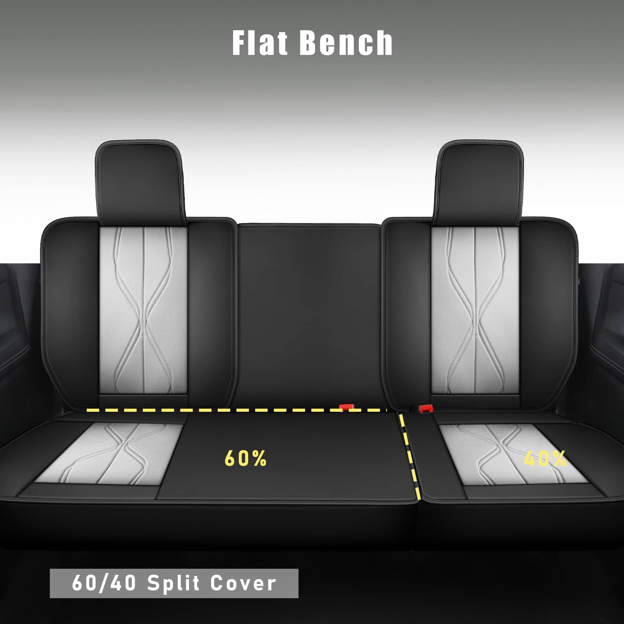Cubiertas de asiento de cuero sintético -Negro + Gris - Imagen 6